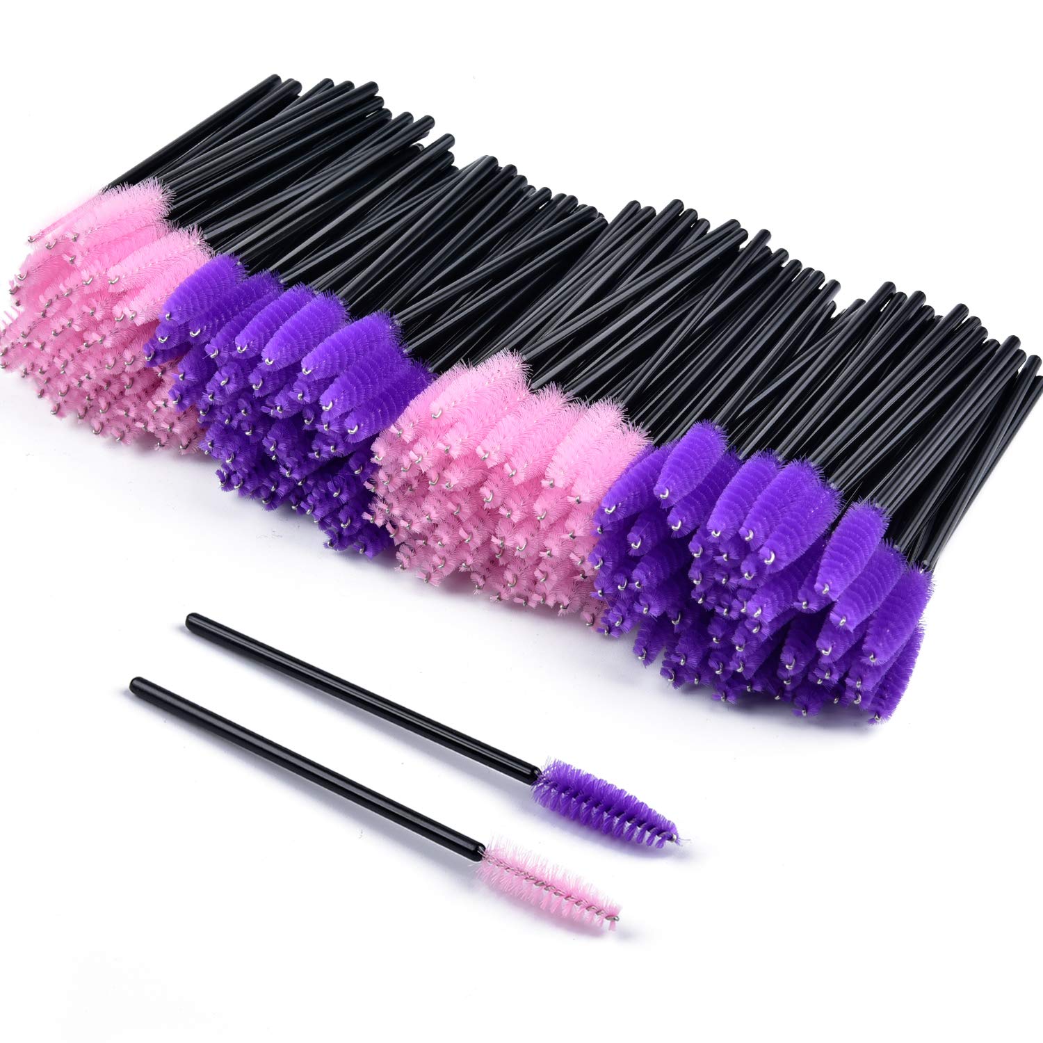 Disposable Eyelash Brushes,MORGLES 200Pcs Disposable Mascara Wands Eye Lash Applicator Eyebrow Brush Makeup Kit(Pink&Purple)