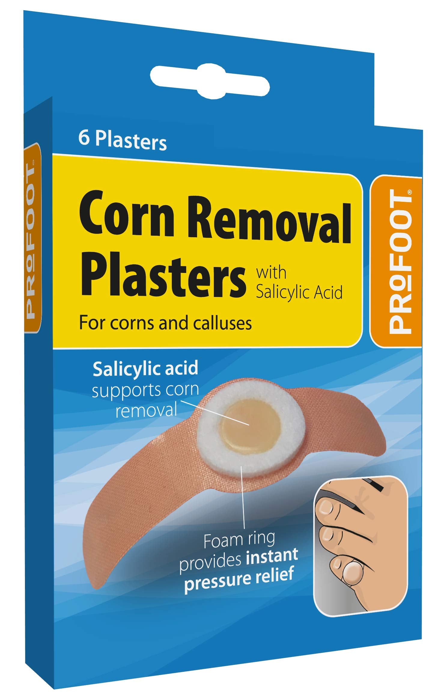 PROFOOT Corn Removal Plaster ideal for relief and removal of Corns and Callouses 2 packs of 6 plasters