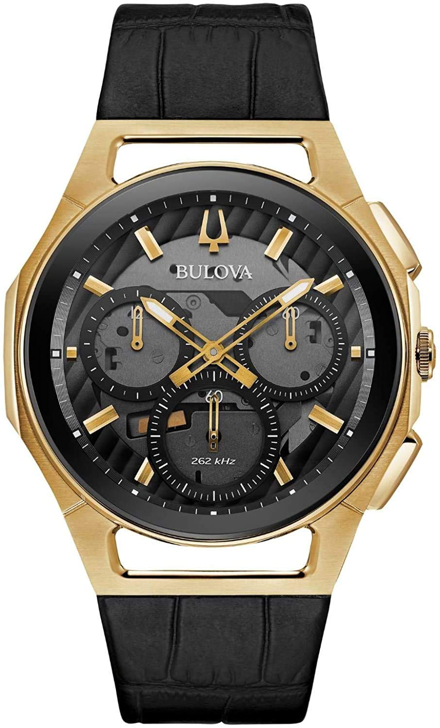 Bulova Men's Chronograph Quartz Watch with Leather Strap 97A143