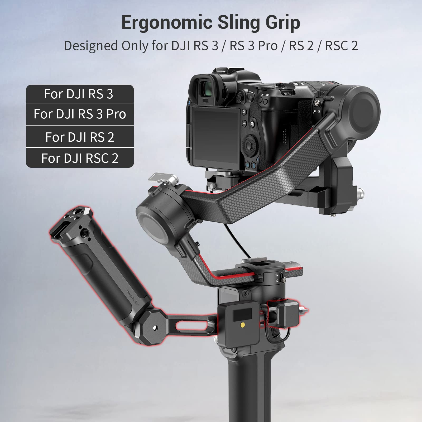 (New Version) SMALLRIG RS2 RSC2 RS3 RS3 Pro Handle Adjustable Sling Handgrip for DJI RS 2/RSC 2/RS 3/RS 3 Pro Gimbal - 3028
