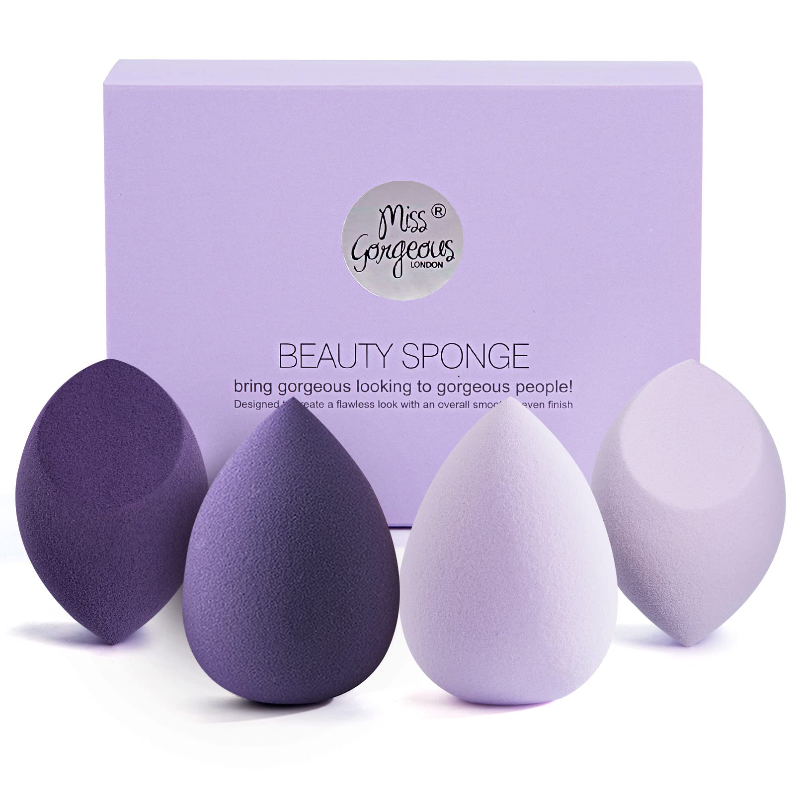 look envy Makeup Sponge Blender Set of 4,foundation puff,foundation sponge - Easy to Clean, Soft, Multi-colored Foundation Blending Sponges for Liqui,Cream and Powder etc., with a gift box,Non Latex