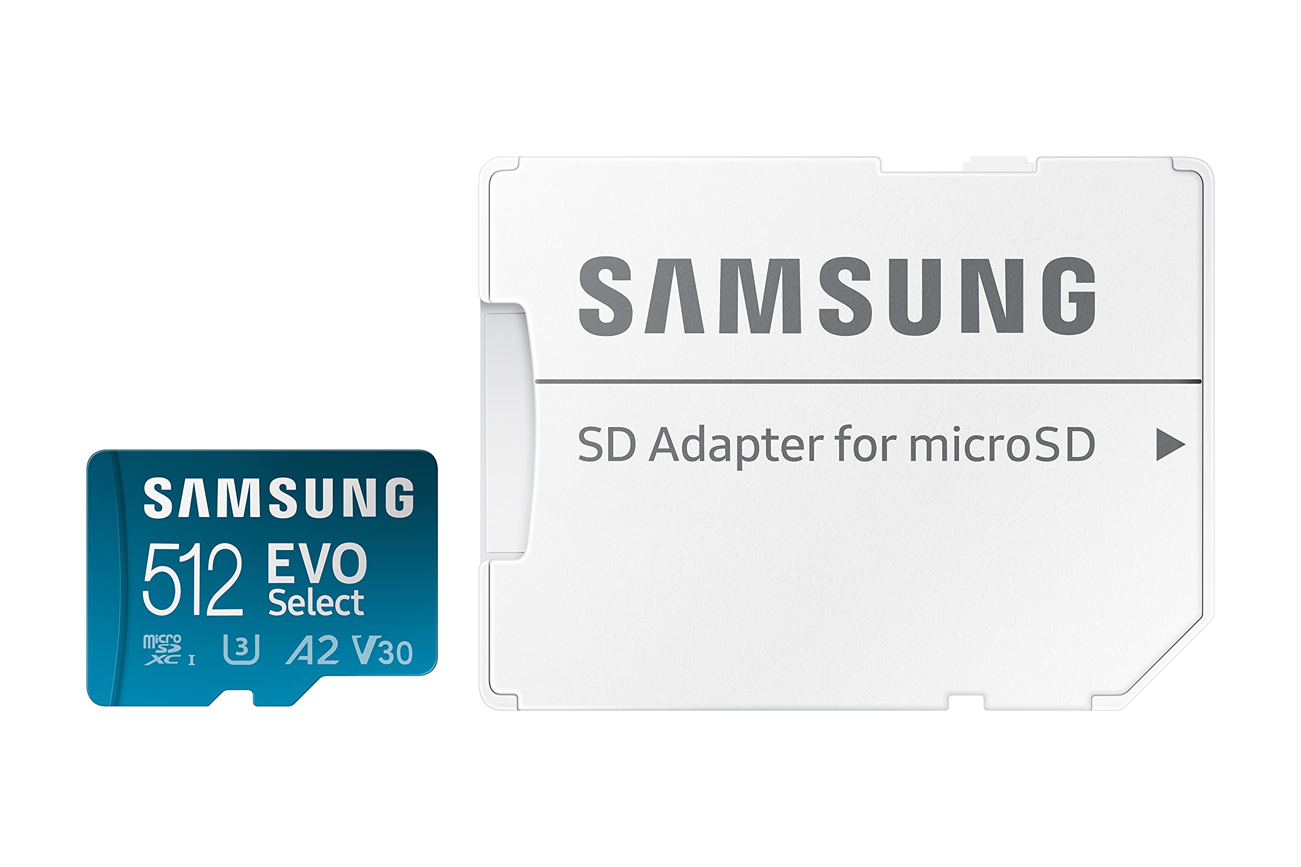 Samsung EVO Select 512GB microSDXC UHS-I U3 130MB/s Full HD & 4K UHD Memory Card inc. SD-Adapter (MB-ME512KA/EU)