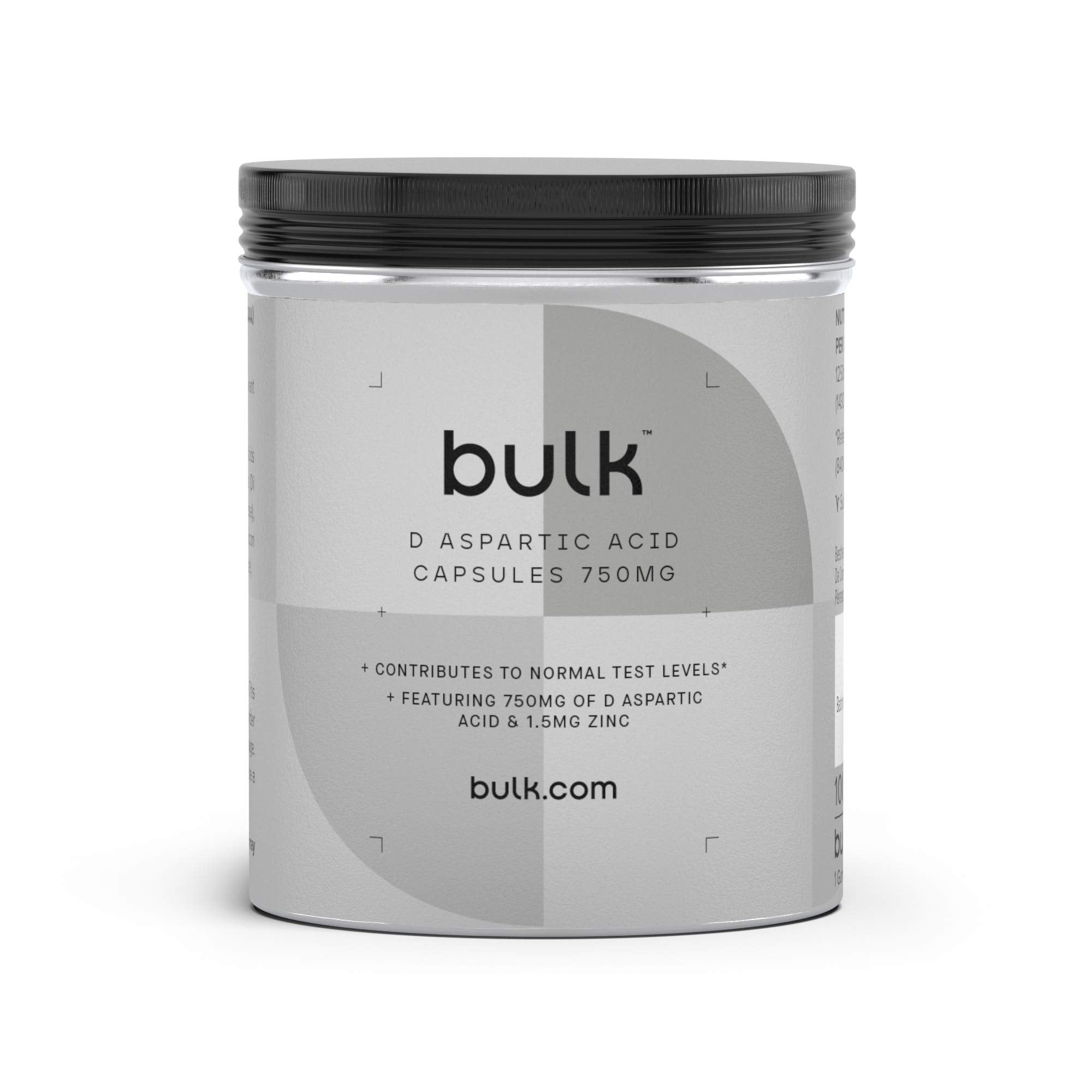 Bulk Pure D Aspartic Acid Capsules, 750 mg, Pack of 120, Packaging May Vary