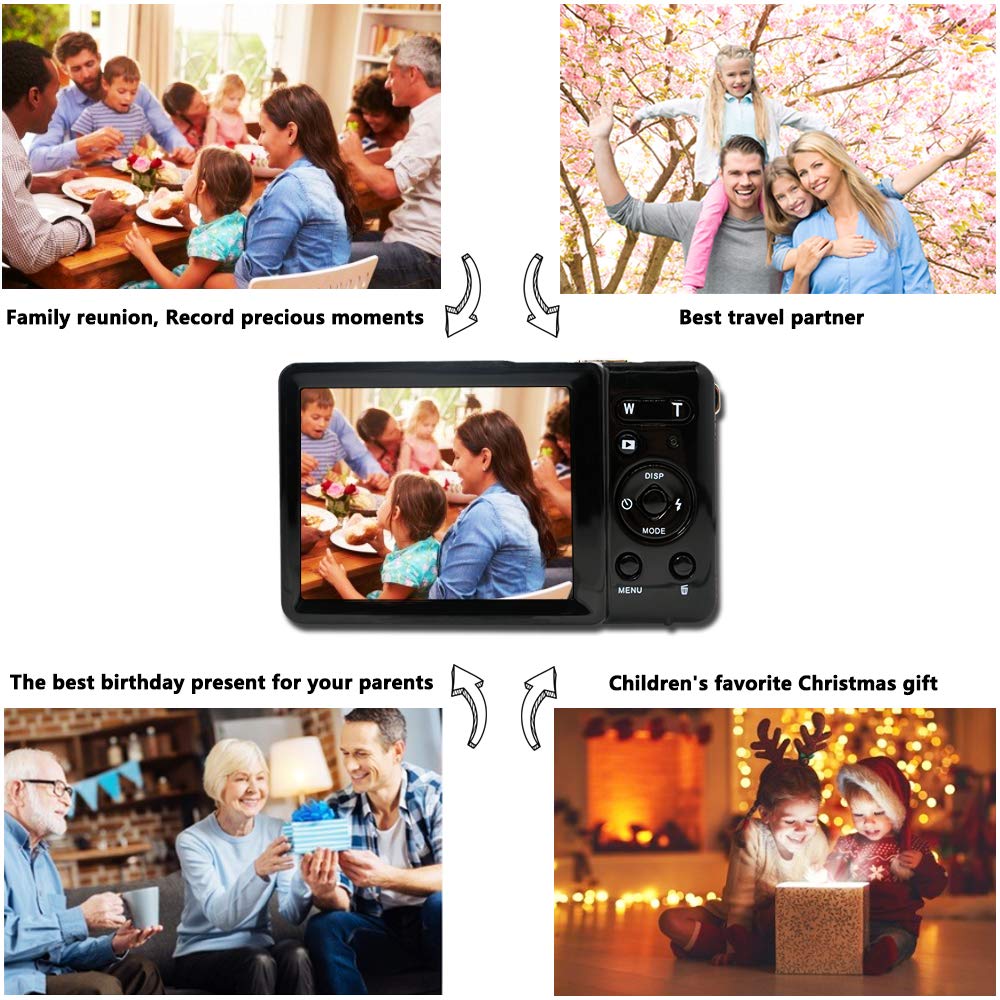 Digital camera - 2.8" TFT LCD Display Rechargeable Simple Digital Camera with 20mp for Kid/Girls/Boys/Students/Elderly (Black)