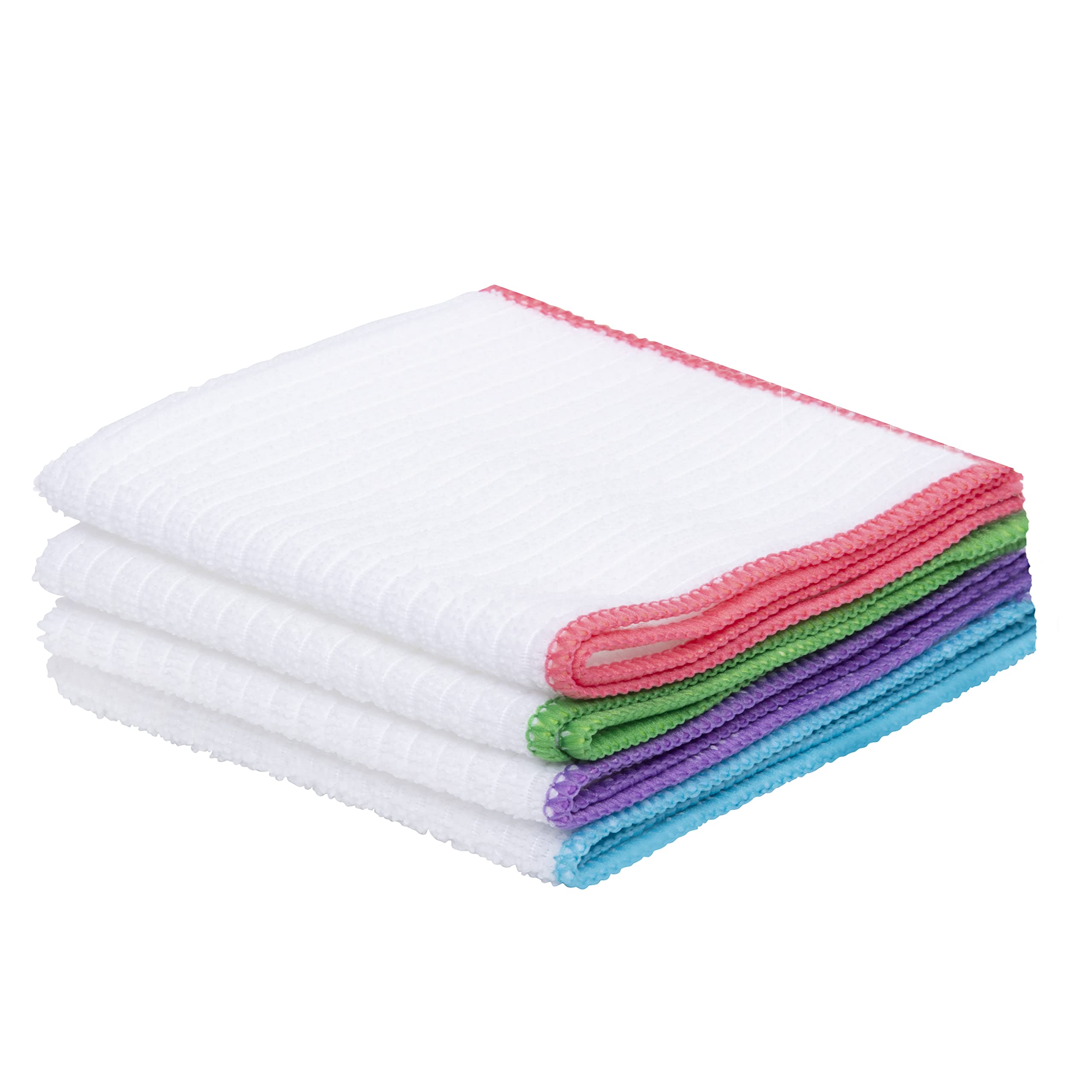 Shaylee homeware- Kitchen microfiber dish cloth for cleaning products, wash dishes, washcloth, window dusting towel for house. Kitchen rag pack of 4 lint free multipurpose towels random color clothes