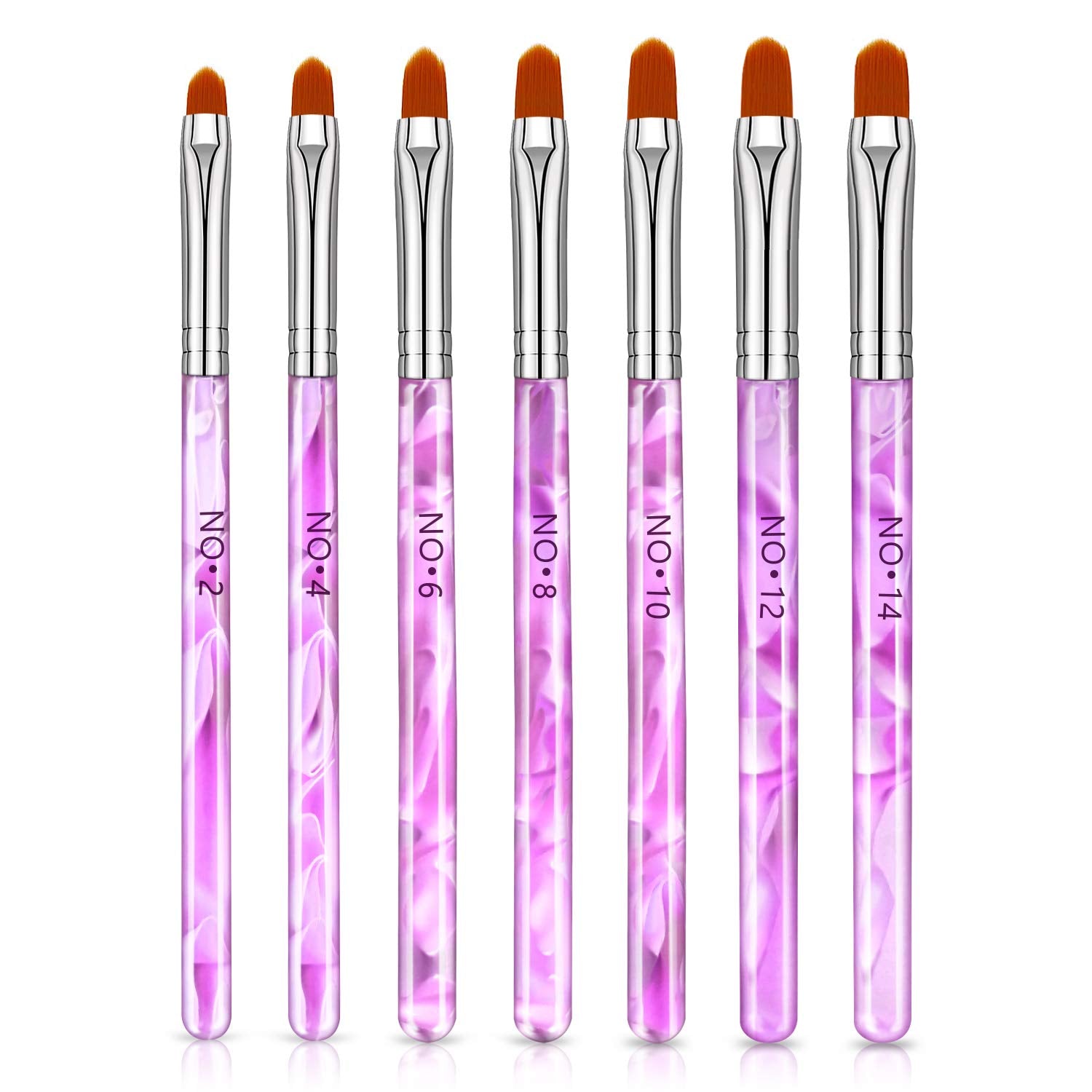 7 Pieces Nail Art Tips Builder Brush UV Gel Acrylic Nail Brush Nail Painting Brush Pen