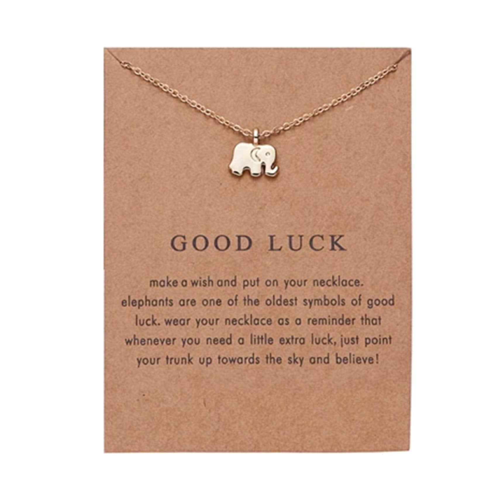 Elephant Charm Necklace, Good Luck Friendship pendant and chain, gold tone