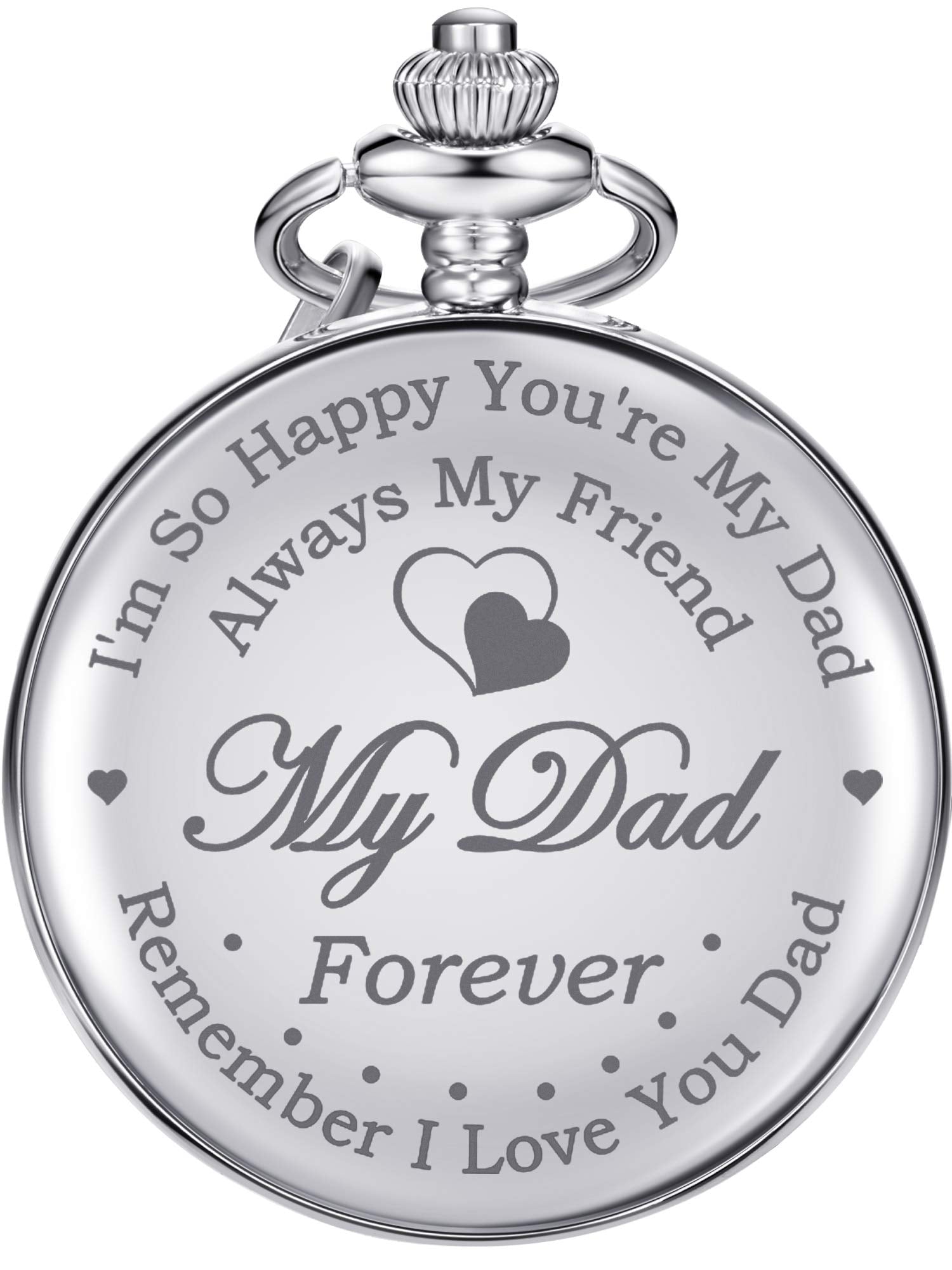 Pocket Watch Engraved Gifts with Gift Box Christmas Birthday Fathers Day Gift