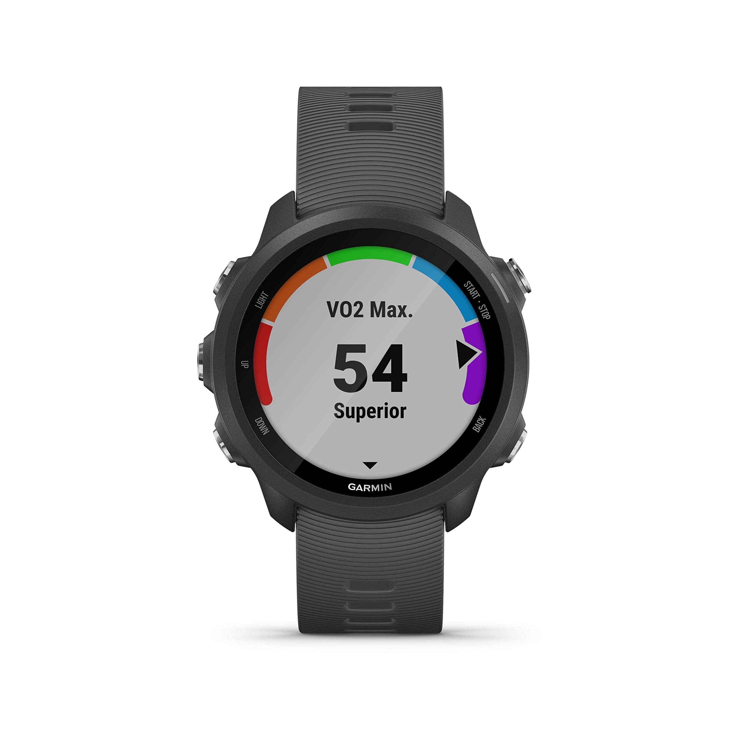 Garmin Forerunner 245 GPS Running Watch with advanced training features, Black with Slate Band