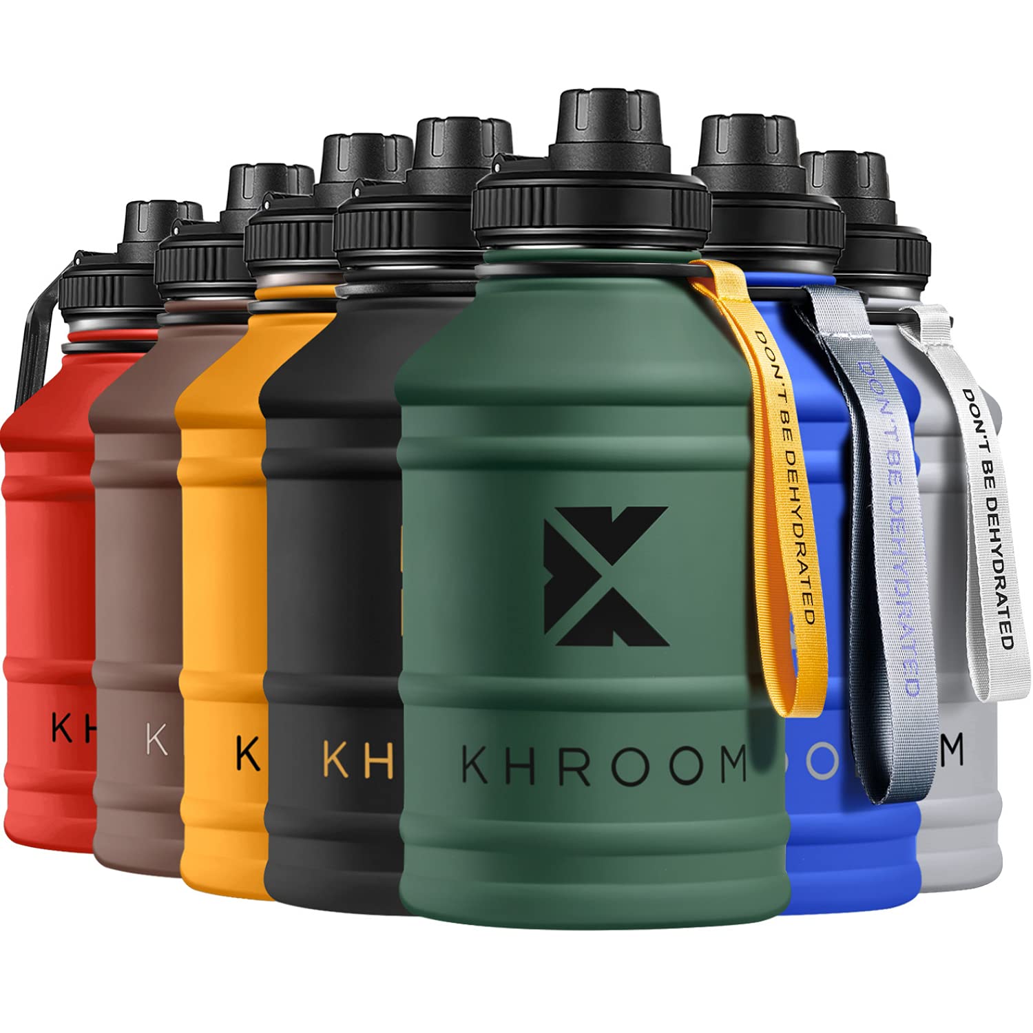 KHROOM 2.2l gym water bottle | stainless steel / metal | BPA free | Water Jug | XXL Half Gallon | 2litre for Fitness, Camping, Bodybuilding (Green)