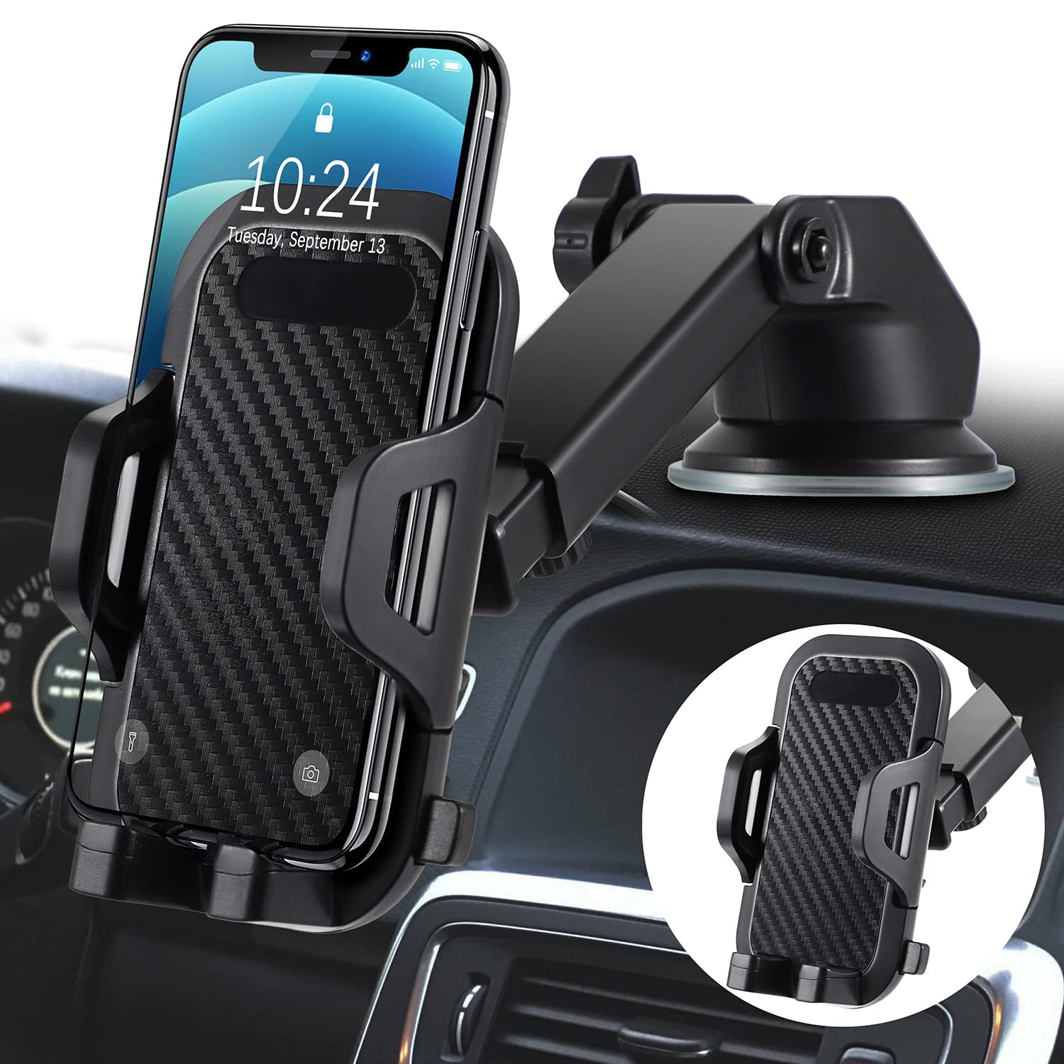 Cvozo mobile phone holder car 3 in 1 ventilation and suction cup mobile phone holder for the car silicone protection universal car mobile phone holder 360° rotatable flexible for all mobile phones