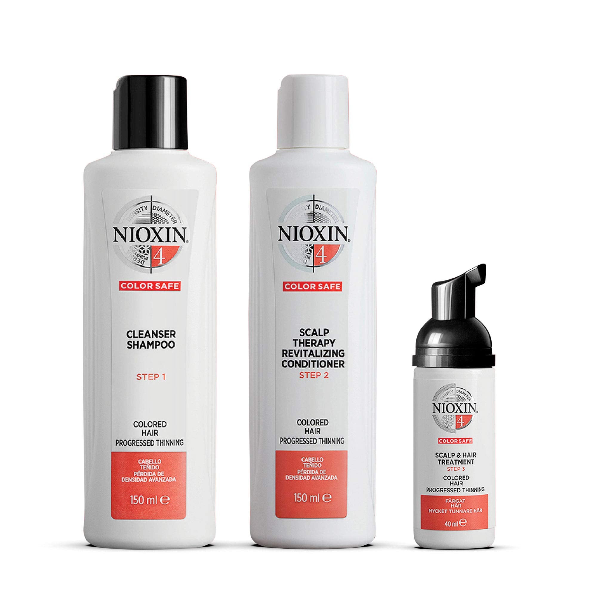 Nioxin 3-Part System | System 4 | Coloured Hair with Progressed Thinning Hair Treatment | Scalp Therapy | Hair Thickening Treatment