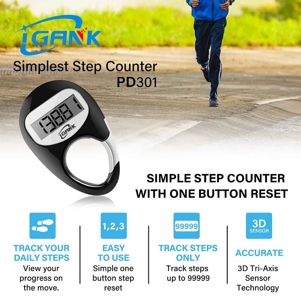 iGANK Simple Walking Pedometer Step Counter for men women kids