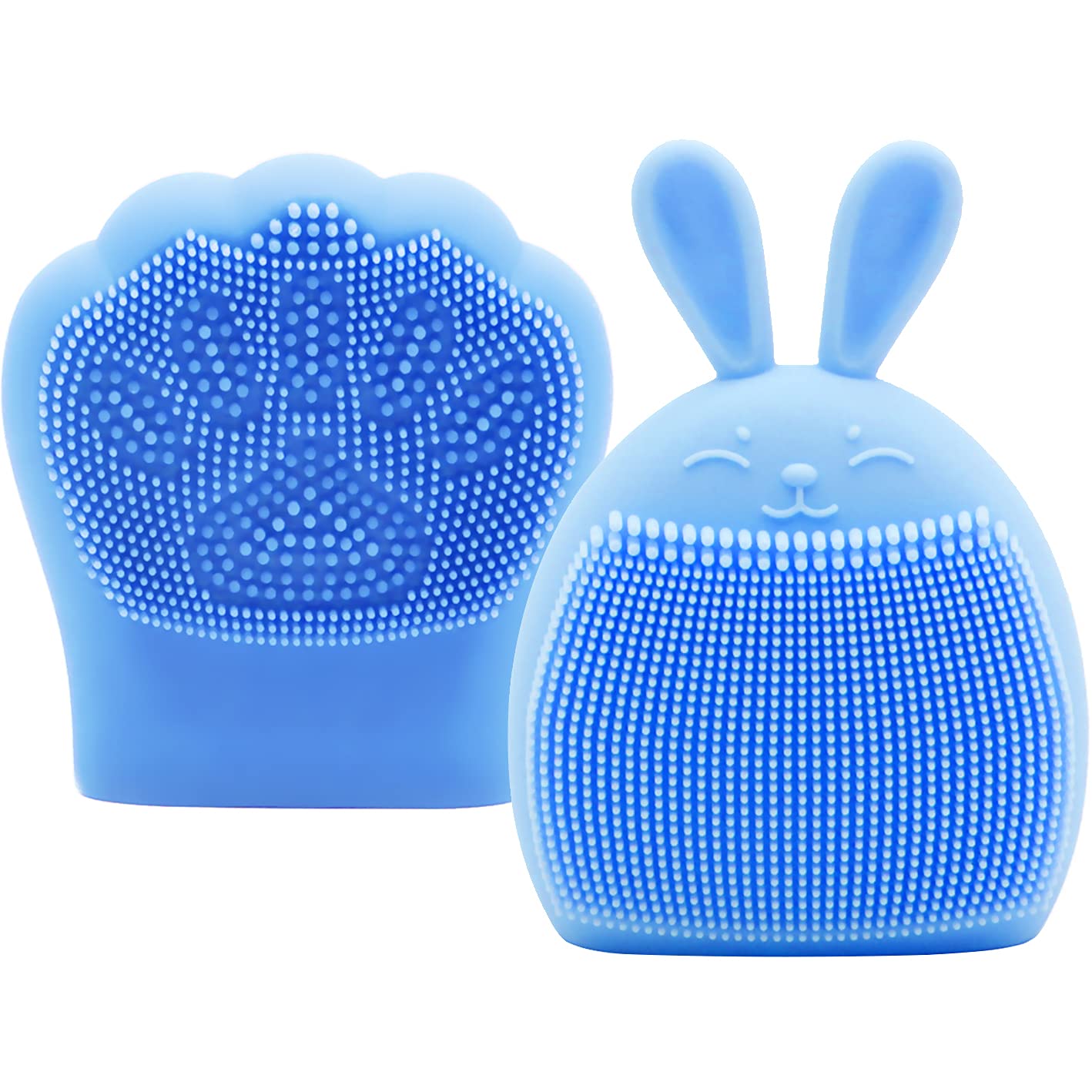 Baby Bath Brush Set - Bunny Shape Silicone Baby Cradle Cap Brush - Exfoliate and Massage - Shampoo Scalp Scrubbie for Hair Care and Body Care - Bath Time Essential (Blue)