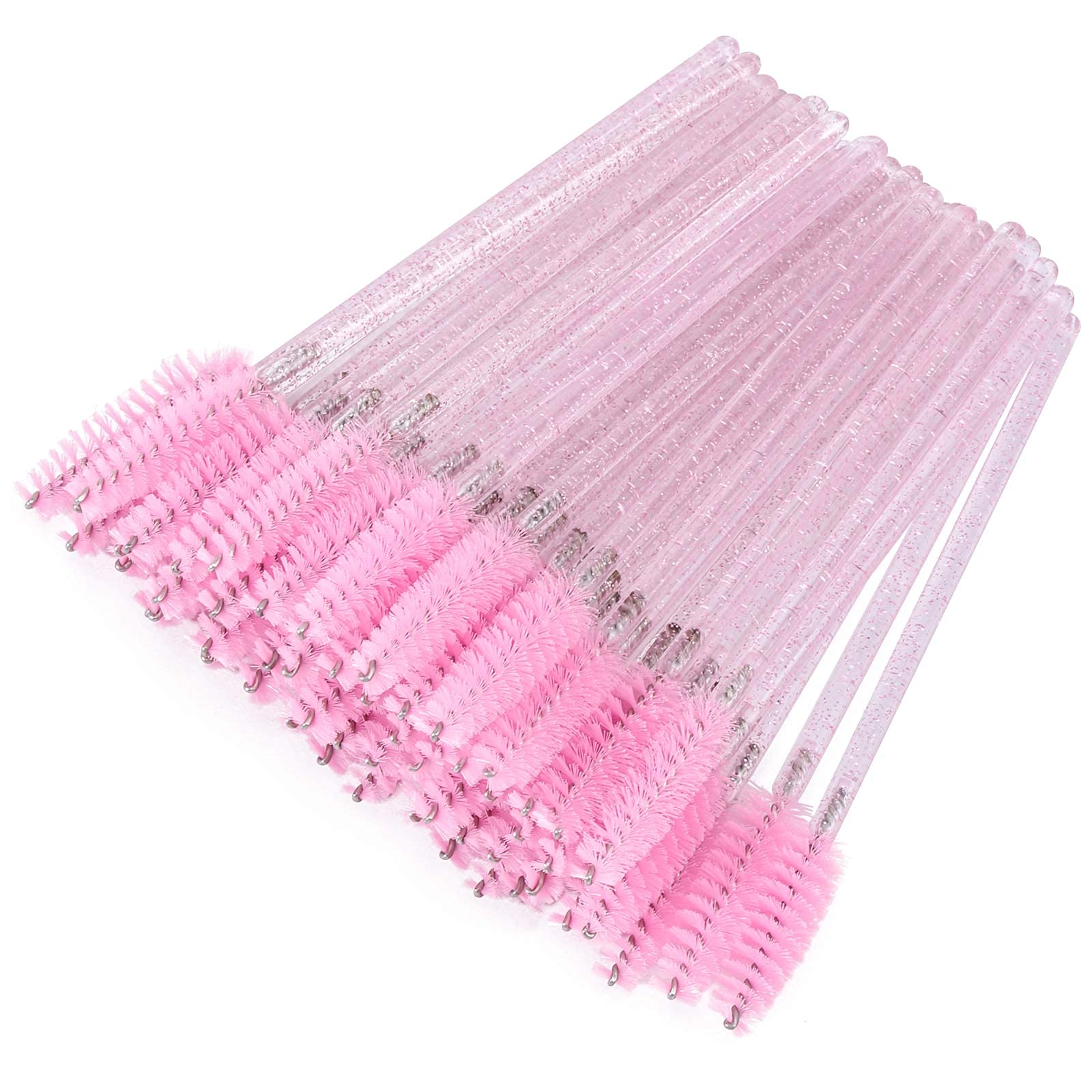 Tbestmax 300 Disposable Mascara Wands Spoolies Eye Lash Brush for Eyebrow/Eyelash Extension Pink