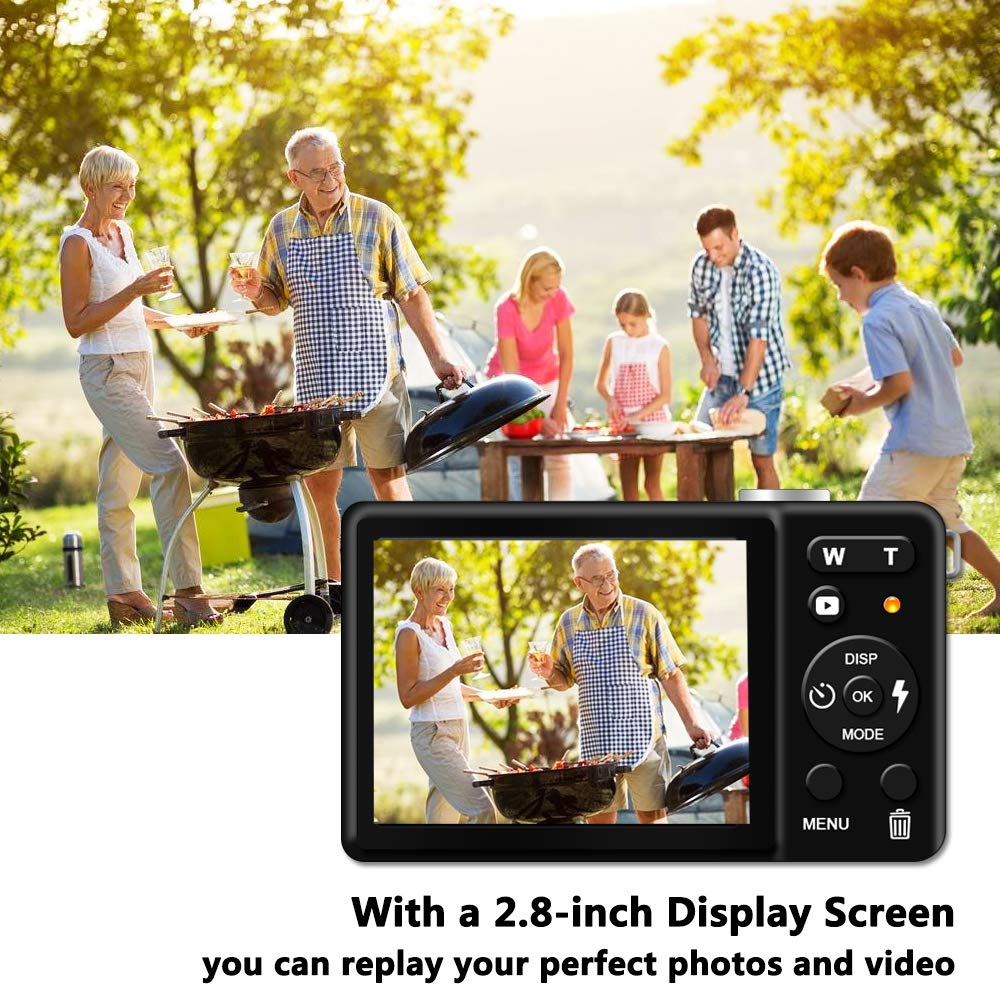 Digital camera - 2.8" TFT LCD Display Rechargeable Simple Digital Camera with 20mp for Kid/Girls/Boys/Students/Elderly (Black)