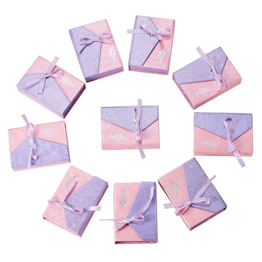 NBEADS 40 Pcs Gift Box Necklace Pendant Box Lilac Cardboard Jewellery Boxes 8.5x6.2x2.3cm for Gift Wrapping
