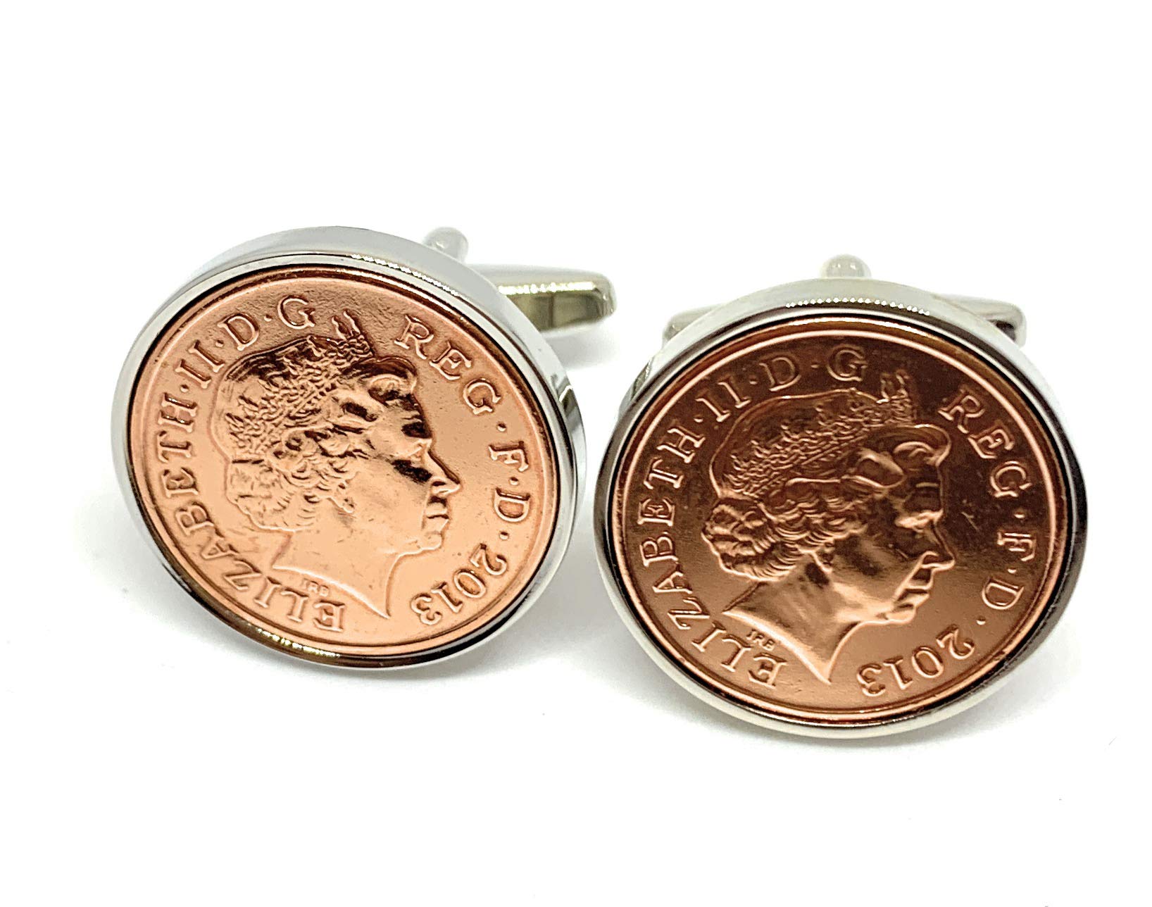9th Pottery wedding Anniversary 9 year Pottery birthday / Anniversary 2013 Coin cufflinks Premium
