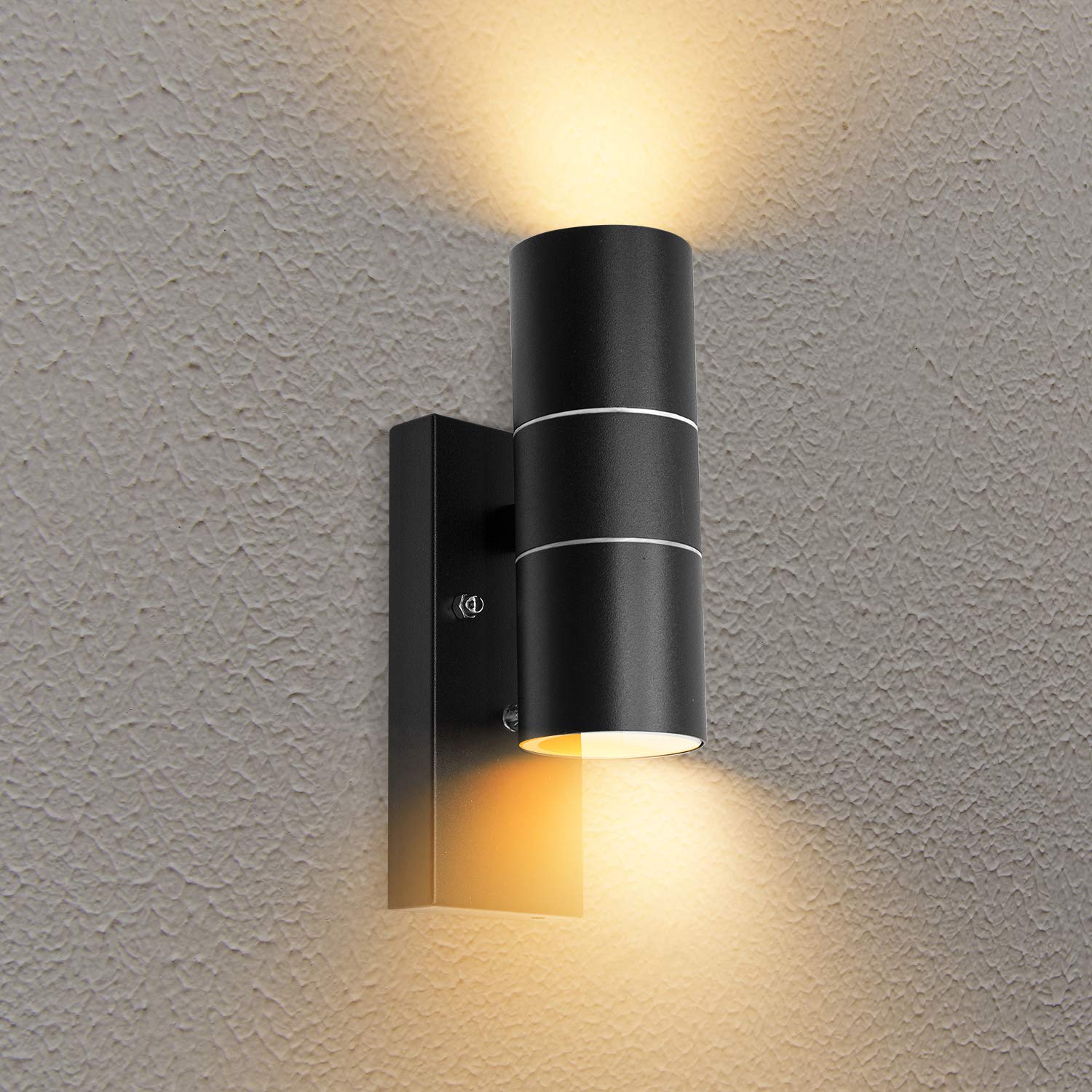 Wondlumi Dusk Till Dawn Sensor Wall Light Outdoor Up Down Lights IP44 Outside Wall Sconces Black 240V - Incl. 2X 5W LED Bulbs Warm White