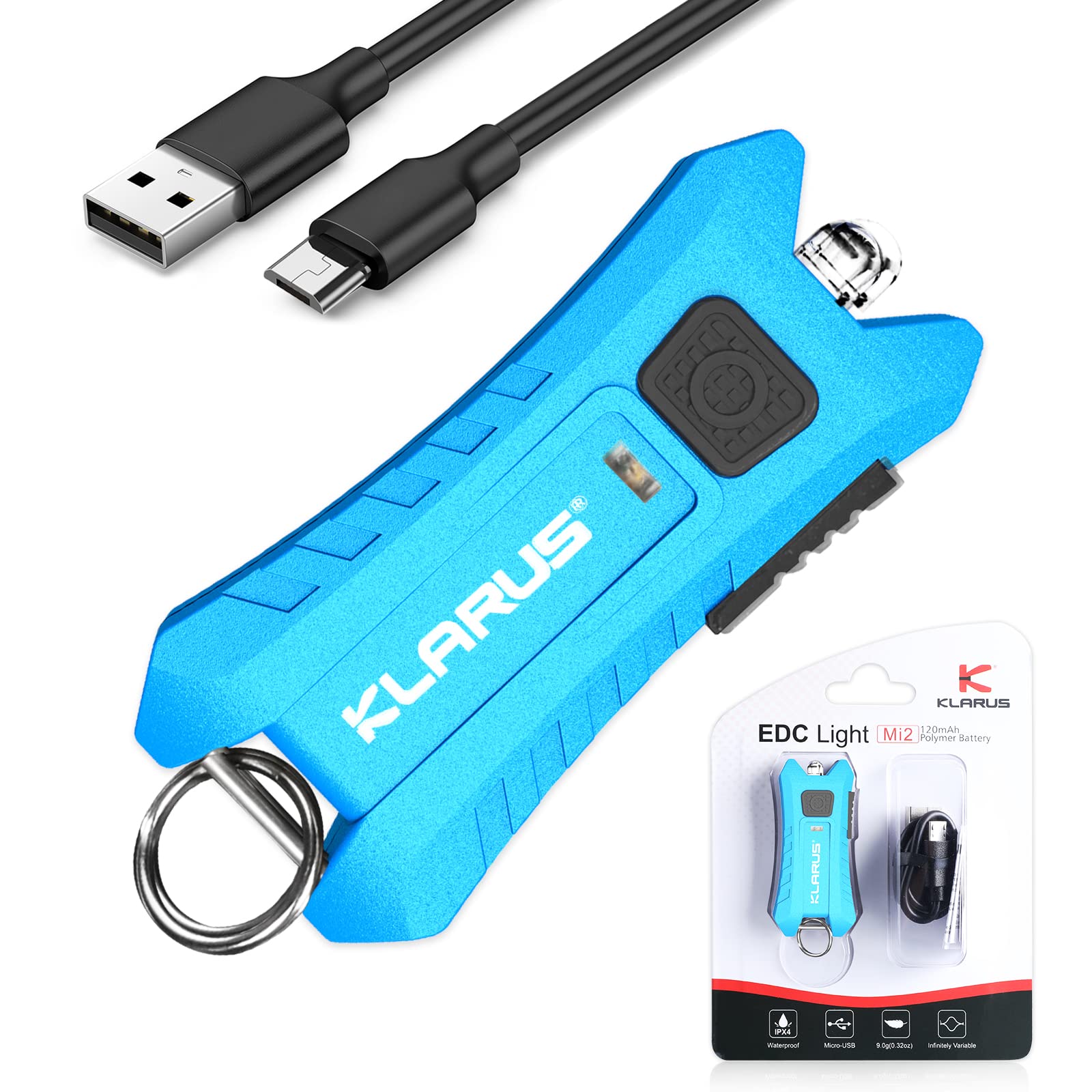 Klarus Mi2 Rechargeable LED Keyring Torch, 40 Lumens Small Lightweight Pocket Keychain Flashlight Powered by Bulid-in Battery