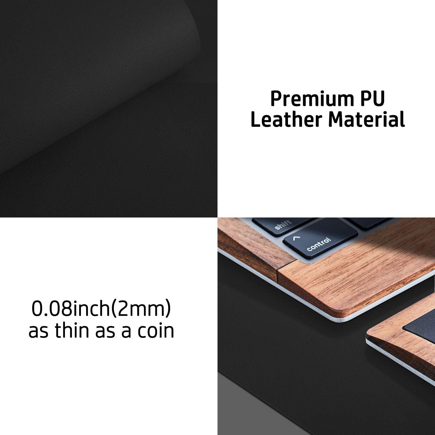 Leather Desk Pad Protector,Mouse Pad,Office Desk Mat,Non-Slip PU Leather Desk Blotter,Laptop Desk Pad,Waterproof Desk Writing Pad for Office and Home (80cm x 40cm, Black)
