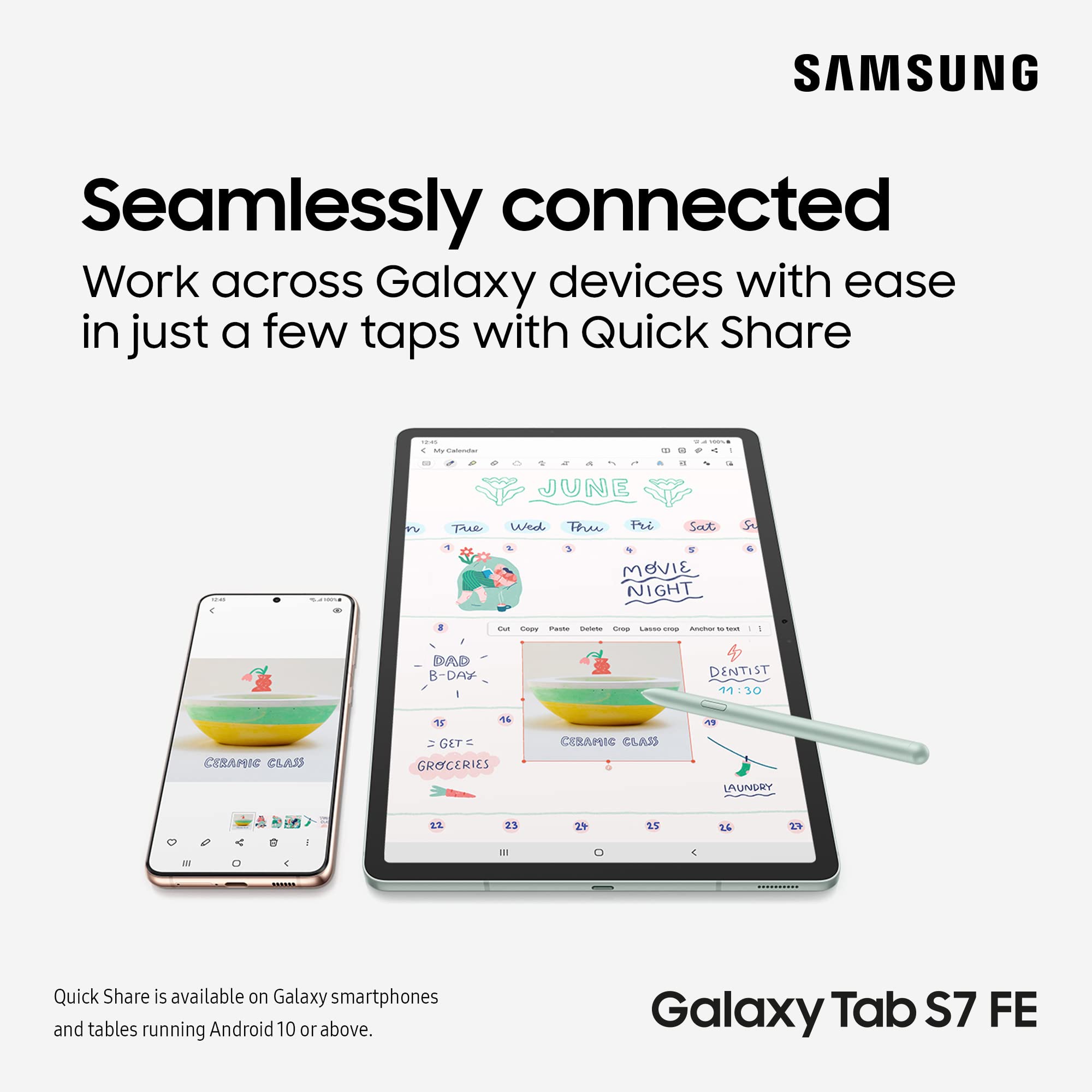 Samsung Galaxy Tab S7 FE 12.4 Inch 64GB Wi-Fi Android Tablet Black (UK version)
