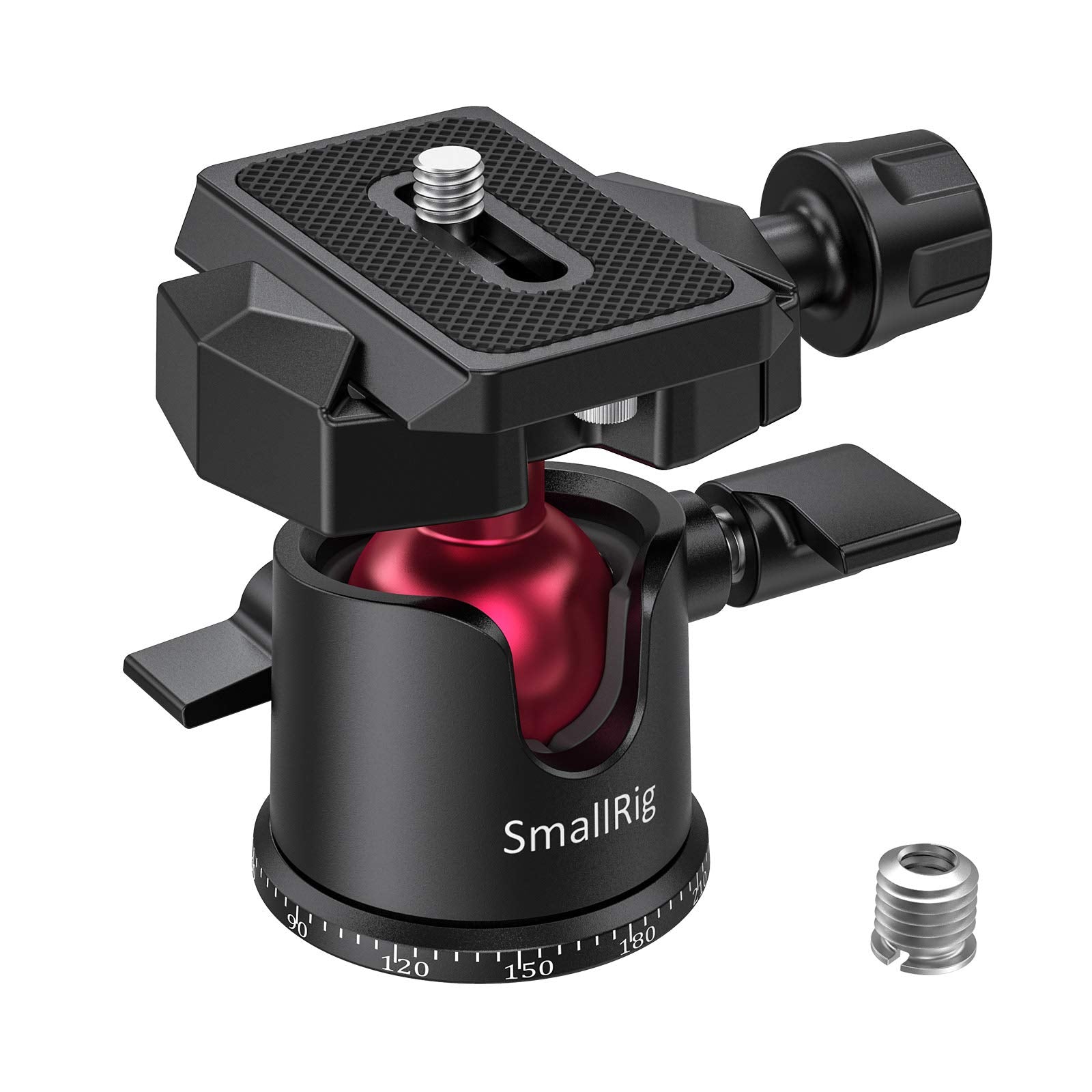 SMALLRIG Tripod Ball Head 360° Panoramic Ballhead with 1/4 Arca-Swiss Compatible Quick Release Plate and Bubble Level for DSLR Cameras, Tripods and Monopods - BUT2665