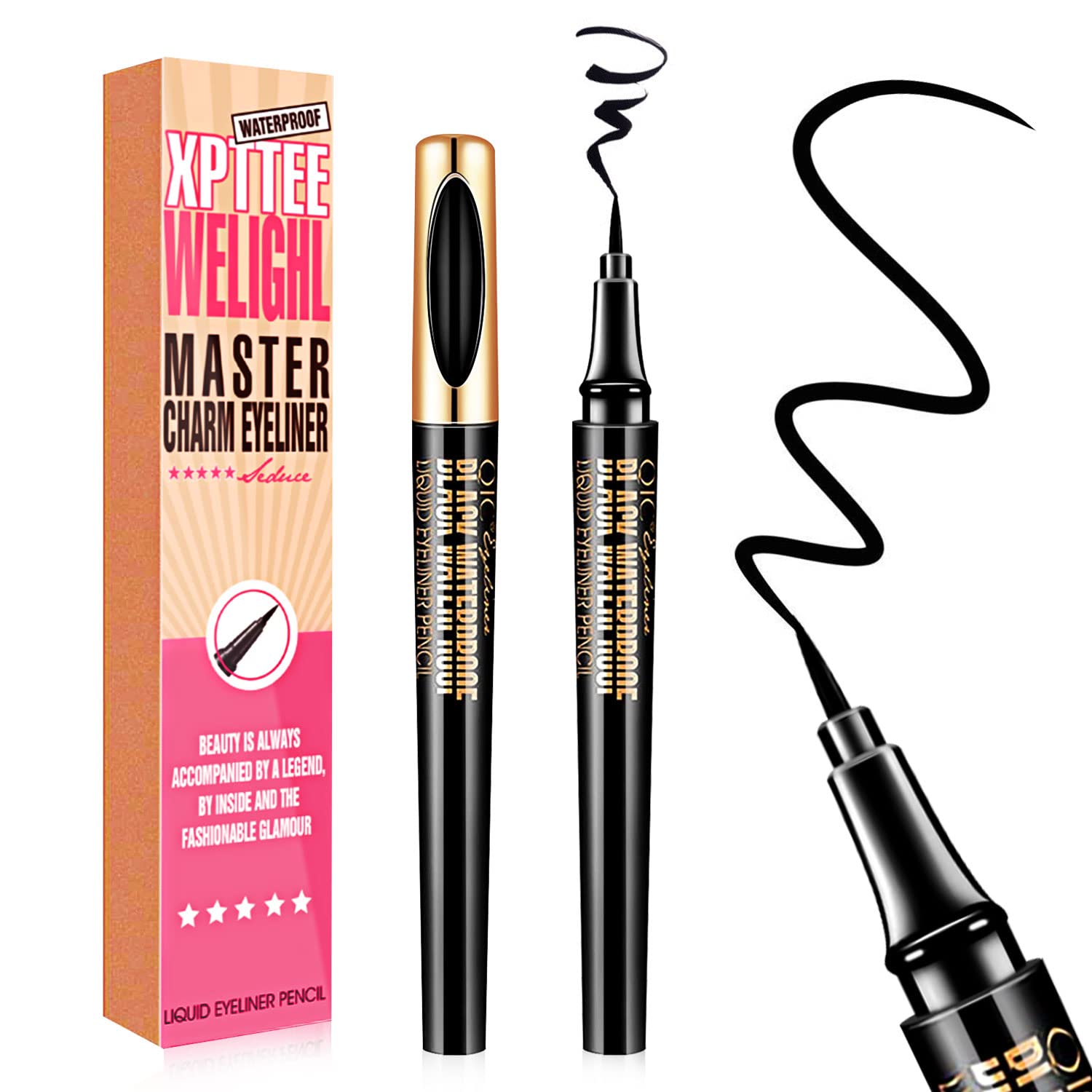 Magic Liquid Eyeliner, Black Waterproof Eye Liners, Long-Lasting, Sweatproof and Smudgeproof, Super Slim Eyeliner Pen Gel, Professional Eye Makeup Tools