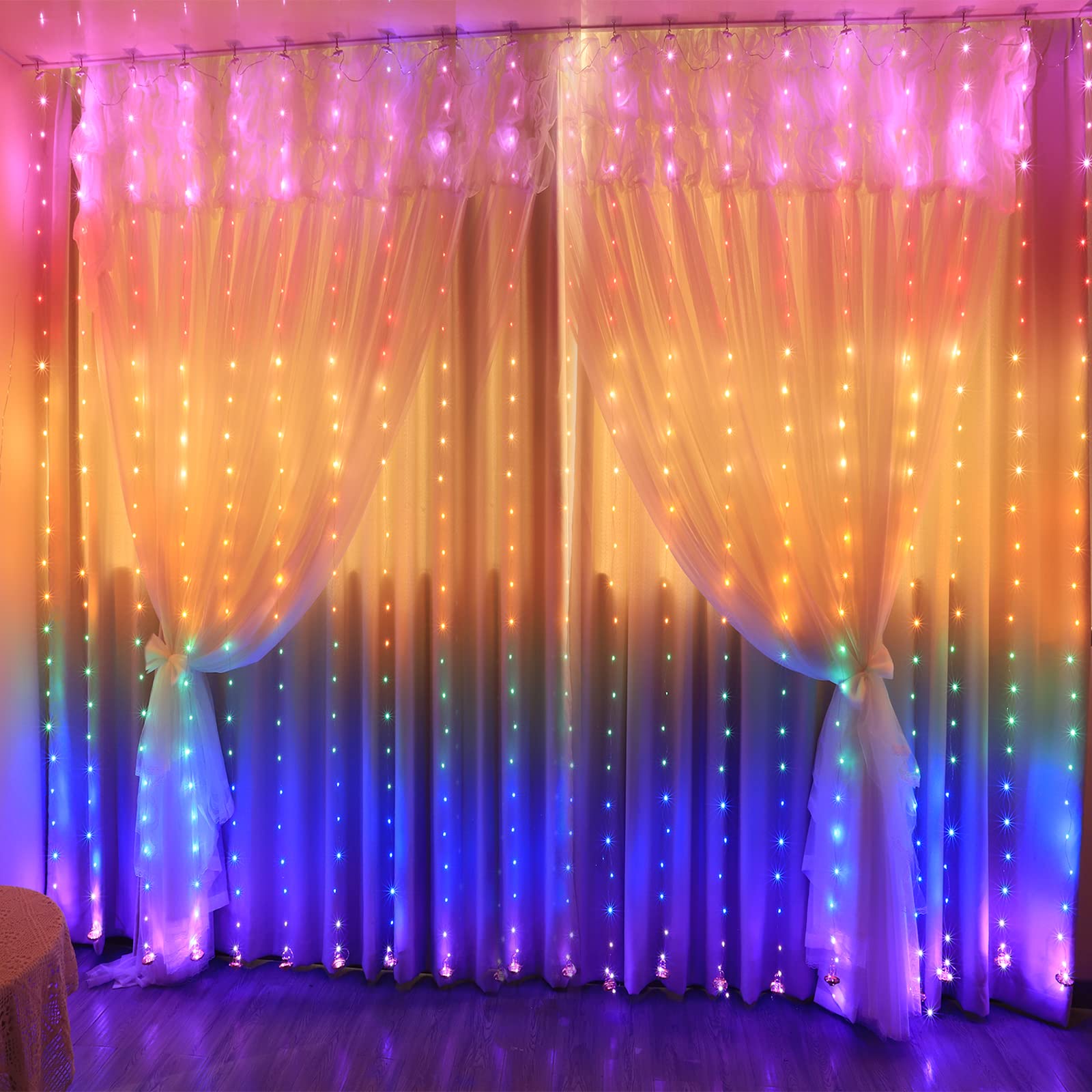 AIGUMI Curtain Fairy String Lights 280 LED, 3mx2.8m USB Window Lights with Hook, 8 Modes Remote Control Curtain Lights for Indoor Outdoor Wedding Party Christmas Bedroom Gazebo Decorations