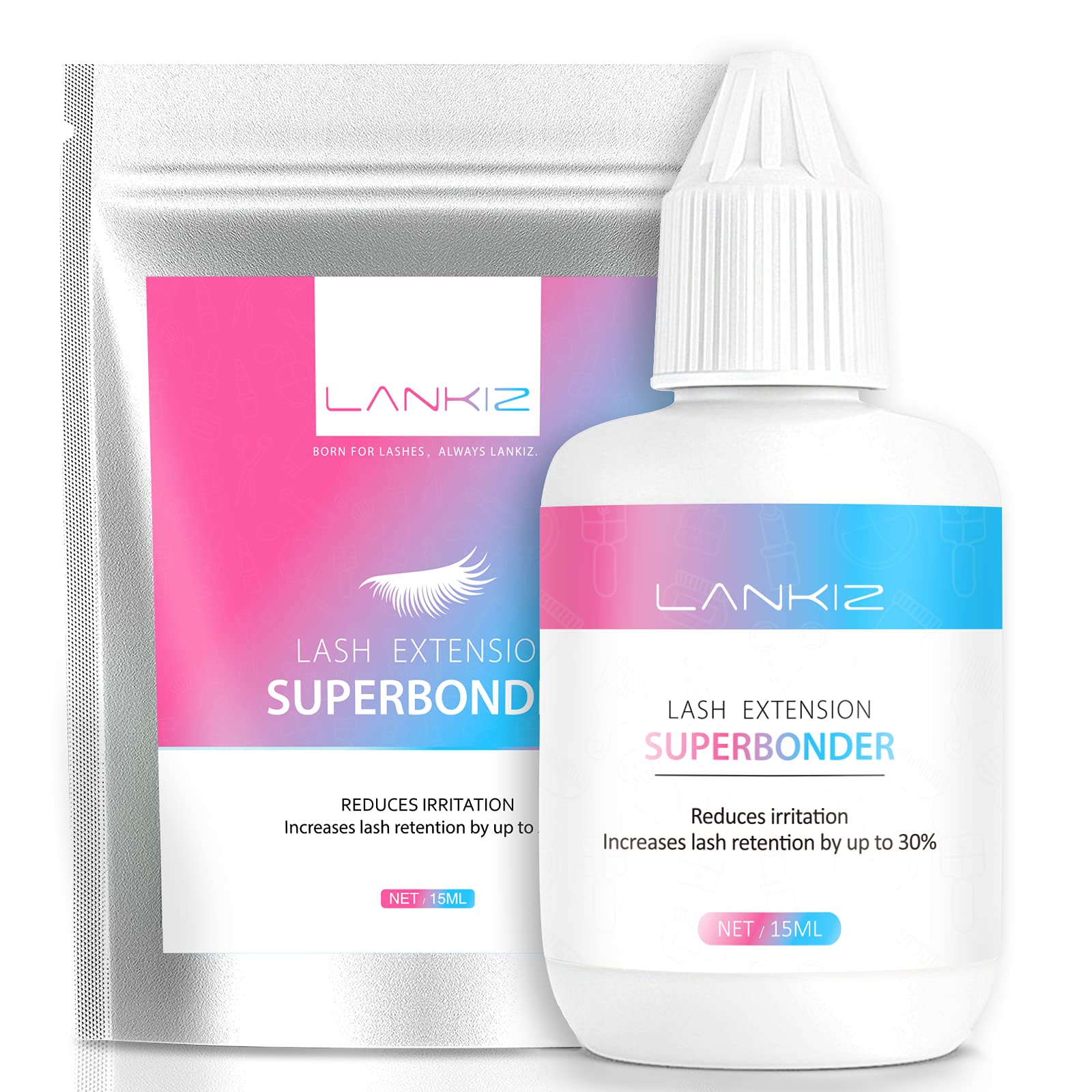 LANKIZ Lash Bonder For Eyelash Extension Glue, Eyelash Extension Bonder, Superbonder Sealant, Reduces Irritation, Increas Lash Retention by up to 30%, 0.5oz/15ml…