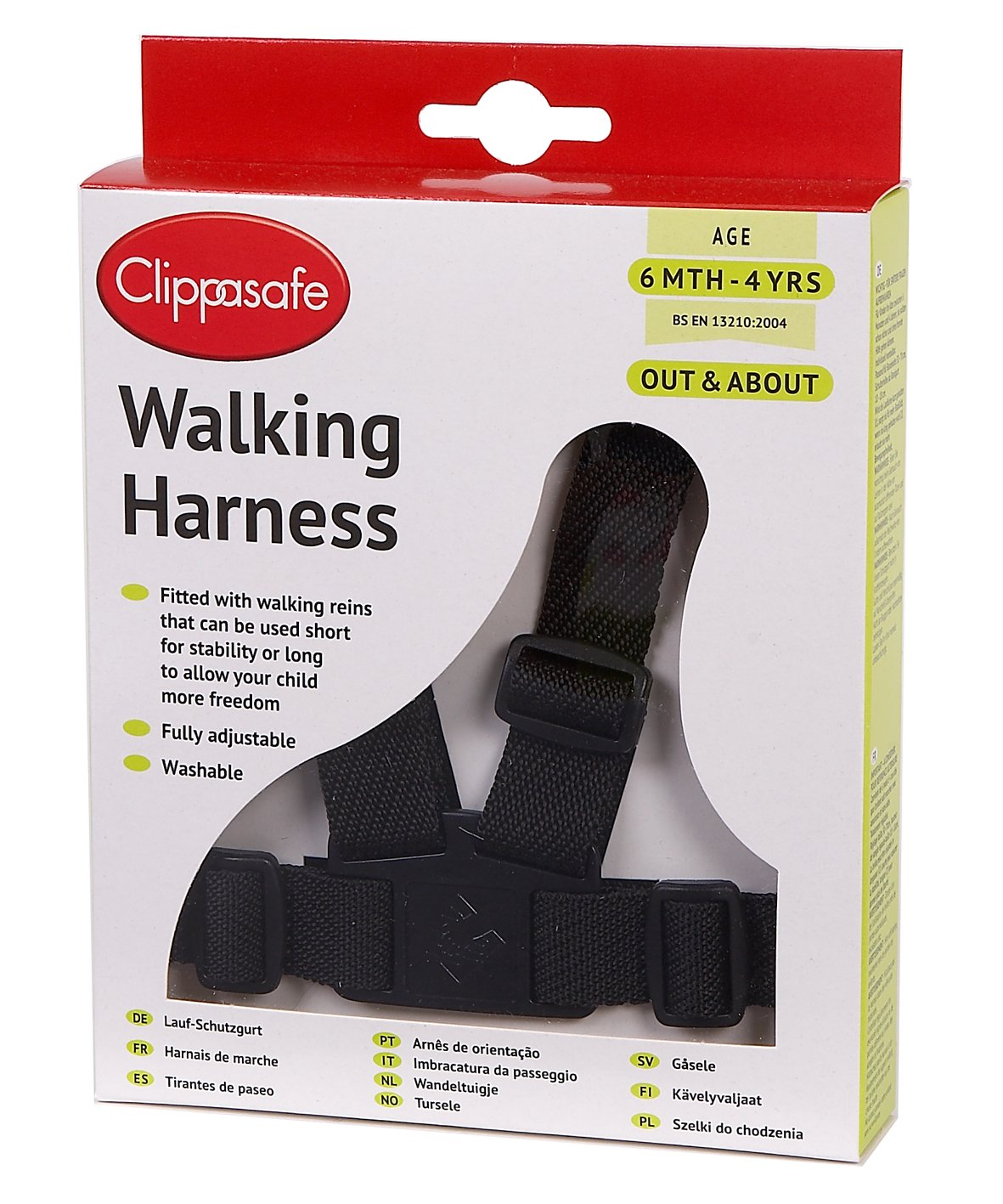 Clippasafe Walking Harness and Reins (Black)