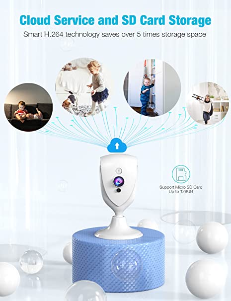 Pet Camera,1080P Mini Baby Monitor with Camera and Audio,Night Vision, 2-Way Audio,Motion Alarm for Home Security Camera,Watch Live Streaming Video Anywhere,Cloud Storage,Work with 2.4G WiFi