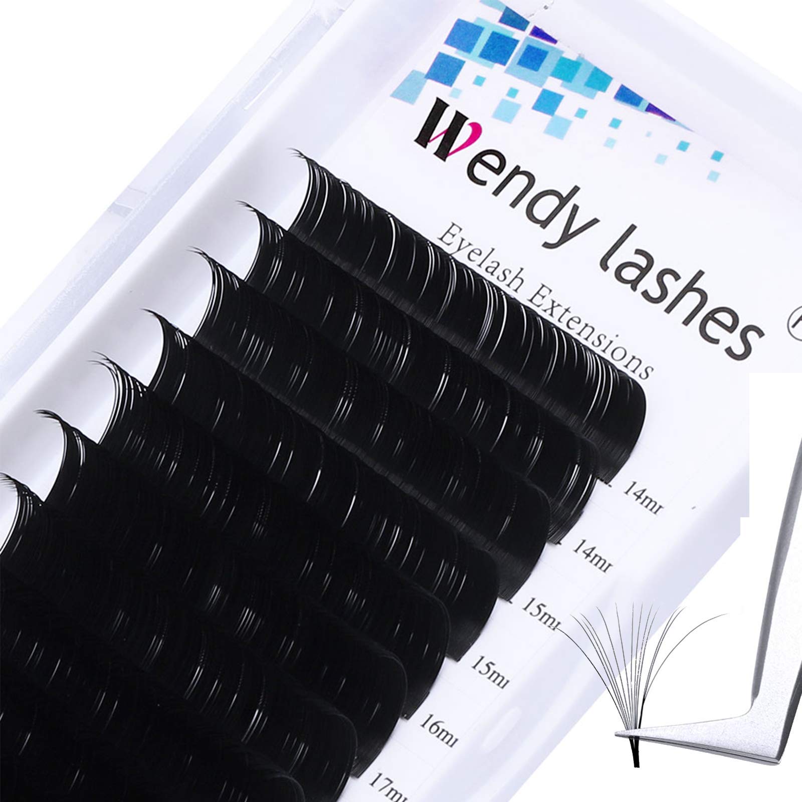 Easy Fan lashes D Curl 0.05mm 14-20mm Mixed Easy Fan Russian Lashes Self Fanning Lashes 2D 3D 5D Individual Lash Extension(KH-0.05-D-MIX14-20)