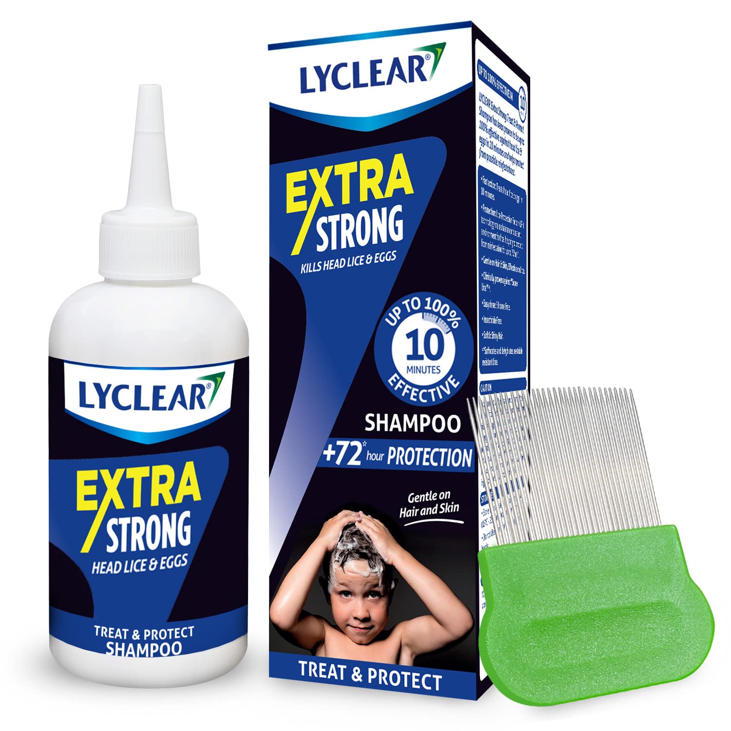 Lyclear Extra Strong Treat & Protect Shampoo - Kills Head Lice & Eggs – Effective in Just 10 minutes - Helps Protect for up-to 72 Hours* & Washes Hair – 200ml Shampoo Format