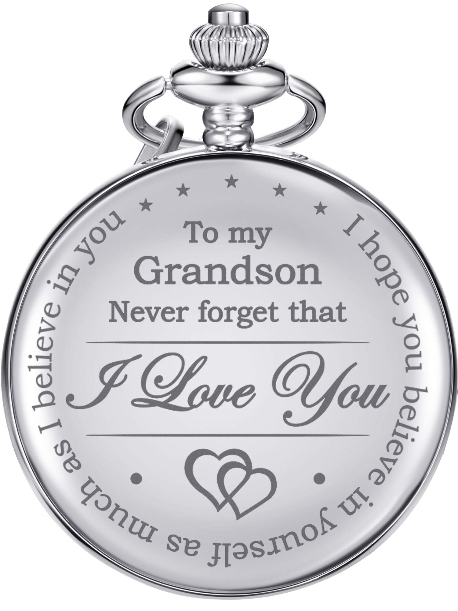 Memory Gift to My Grandson Pocket Watch I Love You to Grandson Gift from Grandpa Grandma