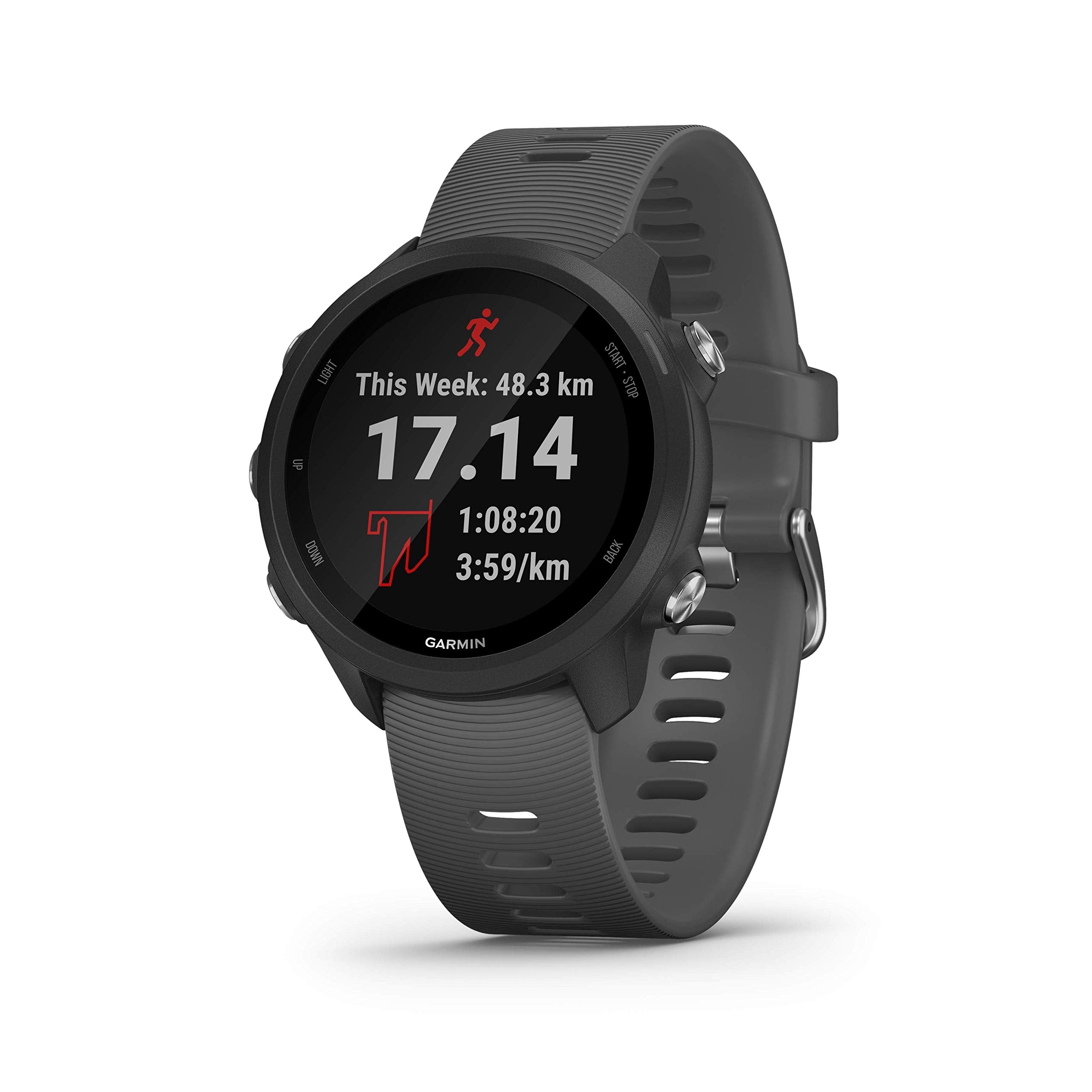 Garmin Forerunner 245 GPS Running Watch with advanced training features, Black with Slate Band