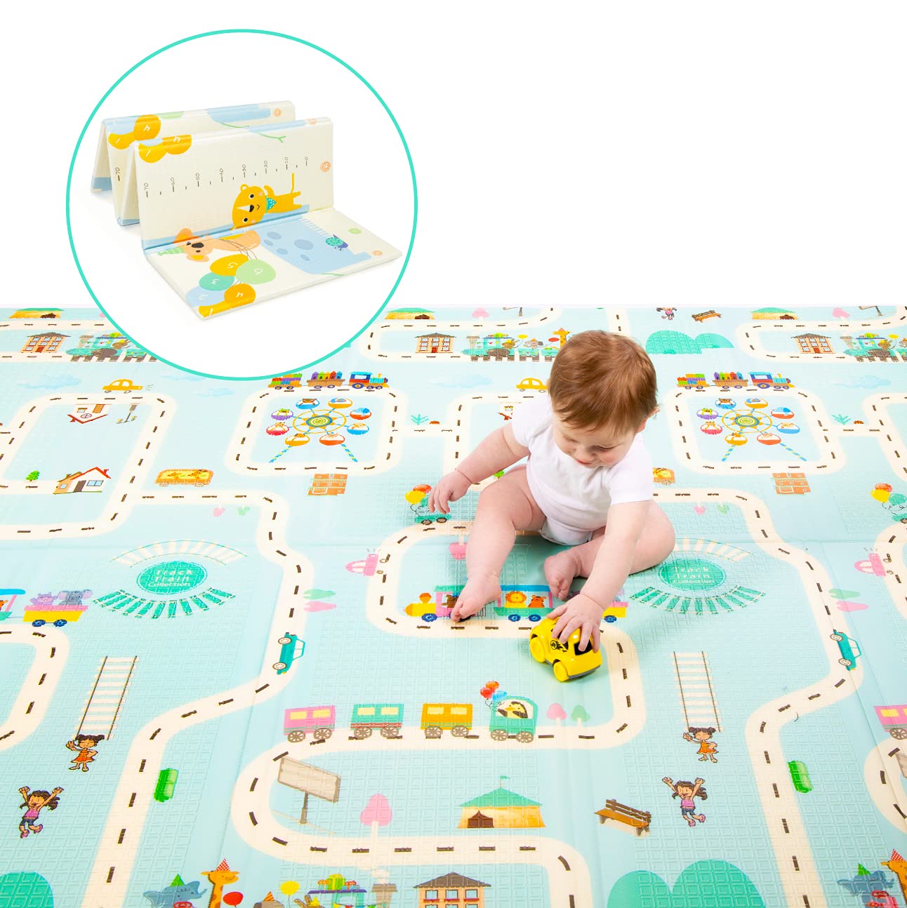 Milliard Baby Foam Playmat, Thick Foam Crawling Mat for Babies and Toddler - Foldable/Portable/Waterproof/Non-Toxic (Large 195 x 177 x 1.5cm)