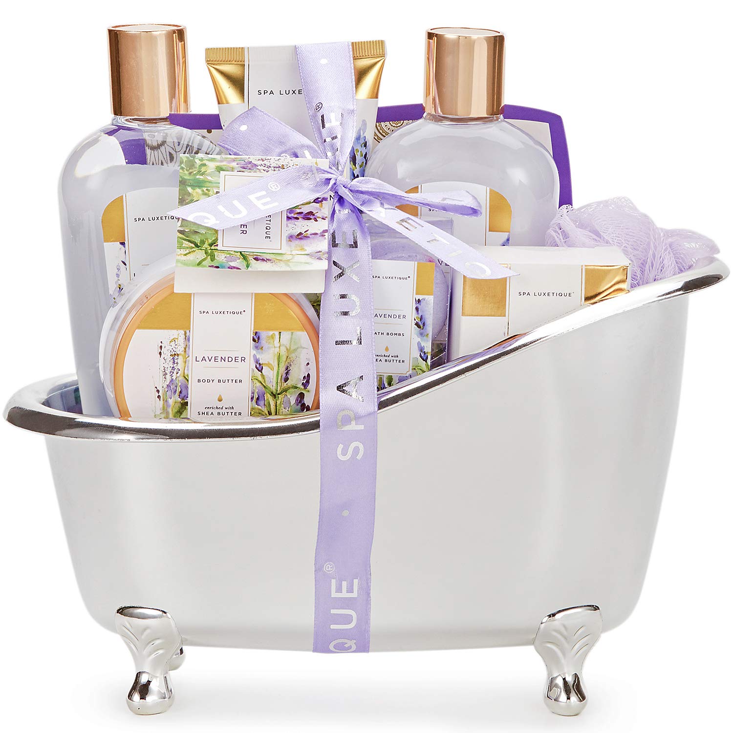 Spa Luxetique Spa Gift Set, Lavender Bath Gift Set, Pamper Gifts for Women, 8pcs Spa Gifts with Bubble Bath, Body Lotion, Relaxing Bath Sets for Women, Mother’s Day Gifts, Mum Gifts for Her