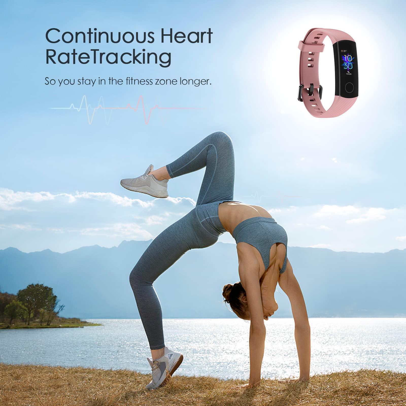 HONOR Band 5 Fitness Tracker, Fitness Watch with Heart Rate, Blood Oxygen, Sleep Monitor, Waterproof Smart Watch Women Men, Pedometer Step Counter Watch Activity Tracker Android IOS (Pink)