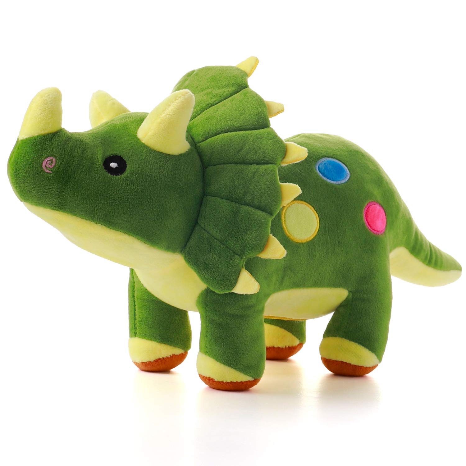 Dinosaur Plush Toy, 40 cm Stuffed Animal Triceratops Throw Plushie Pillow Doll, Soft Green Fluffy Friend Hugging Cushion - Present for Every Age & Occasion