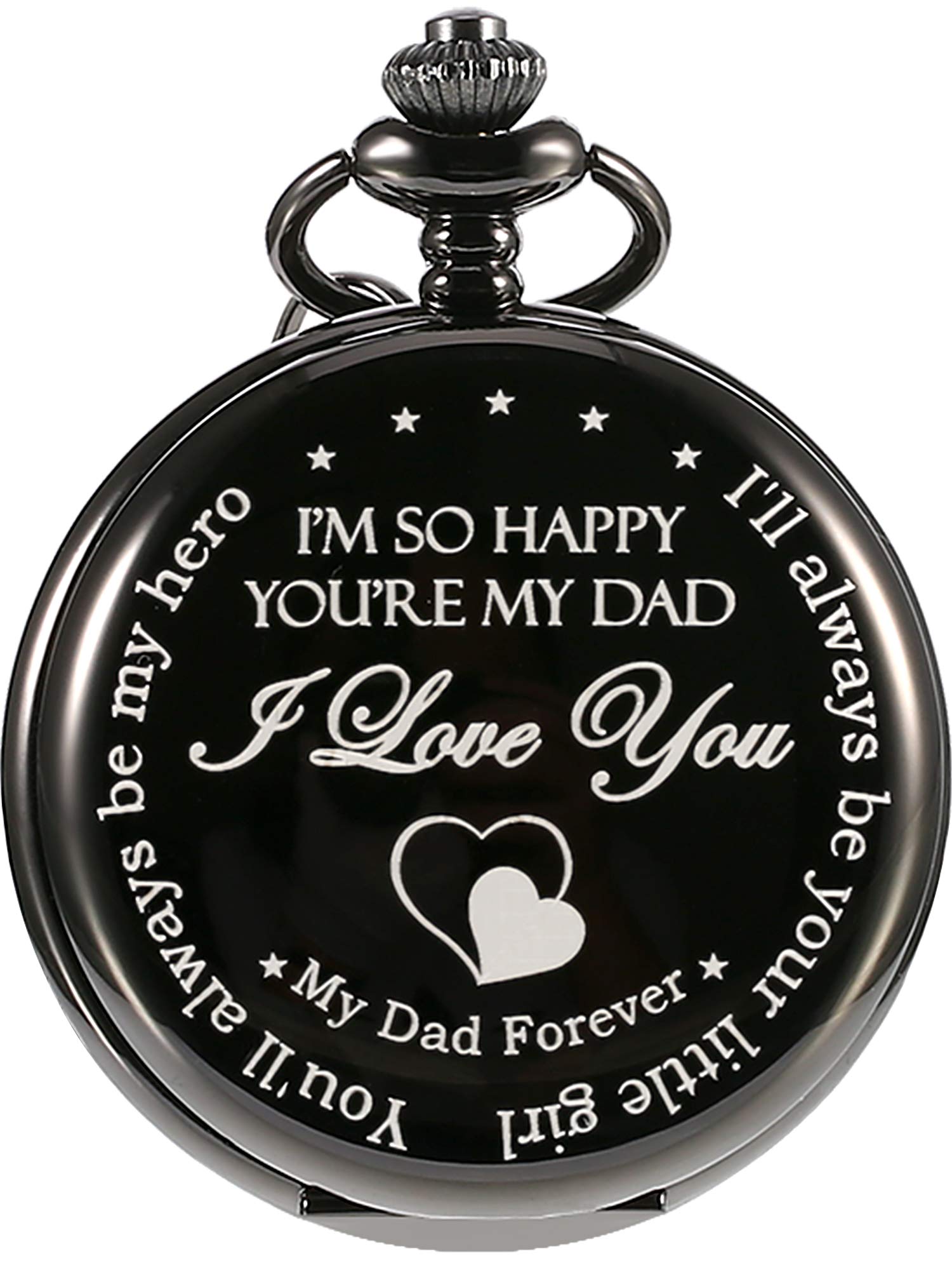 Pocket Watch Father's Day Gift-I'll Always Be Your Little Girl You'll Always Be My Hero Christmas Birthday Gift for Dad Father