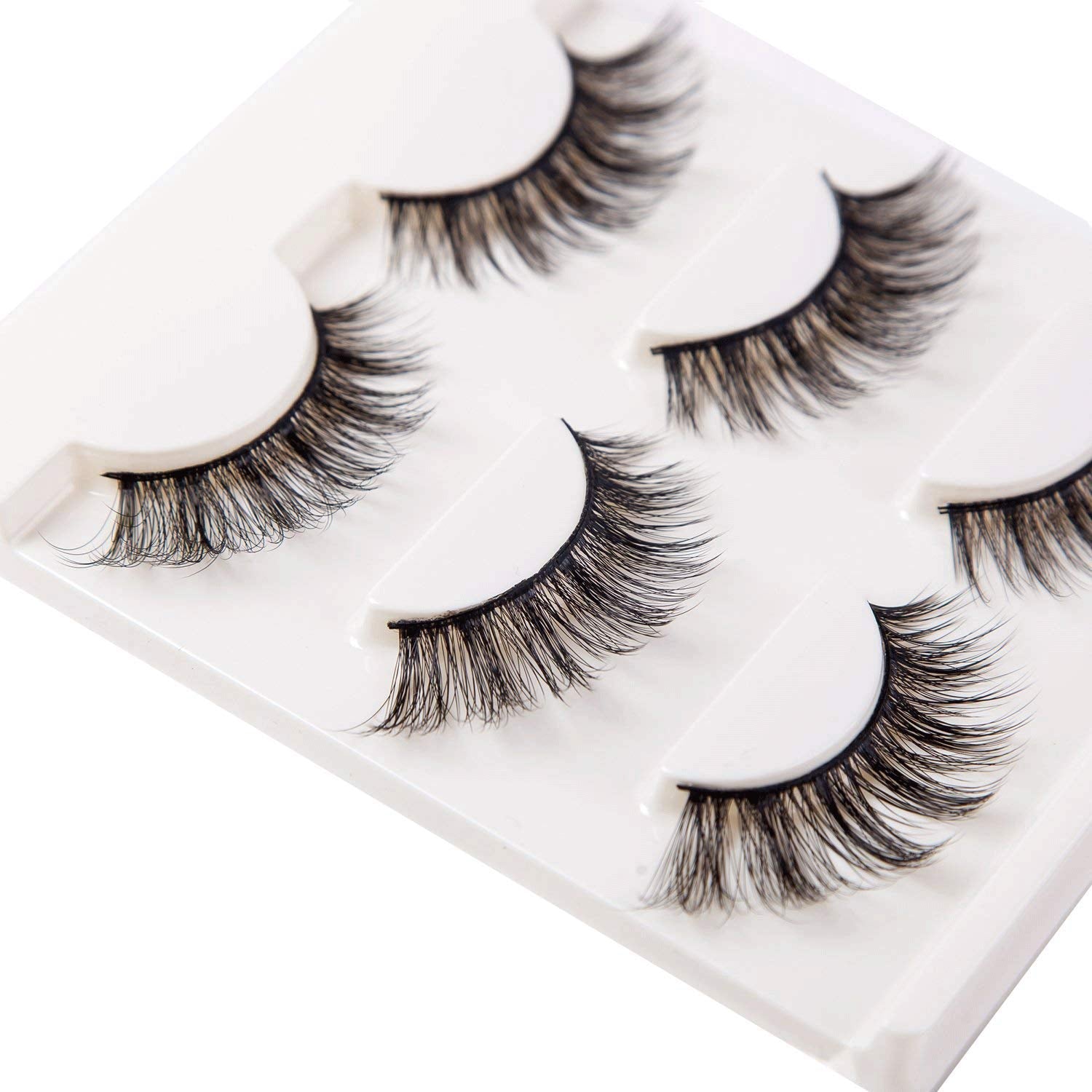 3D Mink Eyelashes Natural Look Handmade False Eyelashes Fluffy Demi Wispies Fake Eye Lash Reusable Multipack,3 PACK