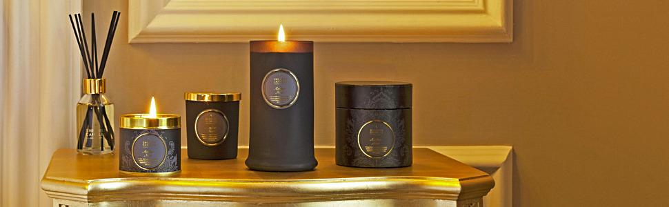 Shearer Candles Amber Noir Large Scented Gold Tin Candle, Black
