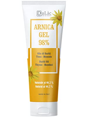 Arnica Gel for Bruising and Swelling 100ml Extra Strong 98%, Fast Action, Made in Italy for Massage of Muscles and Joints, Natural and Dermatologically Tested Formula - Dulàc