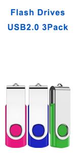 JEVDES 32GB USB Memory Stick 10 Pack USB Stick Flash Drive USB 2.0 Pen Drive Swivel Design Thumb Drive for Data Storage Zip Drive Jump Drive with LED Light (10 Colors)