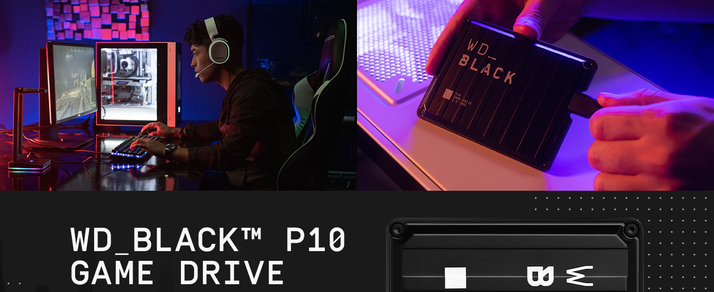 WD_BLACK P10 2TB Game Drive for On-The-Go Access To Your Game Library - Works with Console or PC
