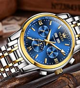 OLEVS Automatic Watches for Men Slef-Wind Mechanical Luxury Classic Moon Phase Stainless Steel Waterproof Luminous Wrist Watch