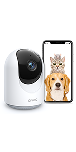 Pet Camera , Indoor Camera for Baby/Pet/Security, CCTV Camera with 2-Way Audio, Infrared Night Vision, Motion/Sound Detection, SD&Cloud Storage, APP Control(Manual Up&Down), Alexa Support，GNCC P1