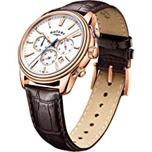 Rotary Mens Chronograph Quartz Watch with Leather Strap GS05084/06