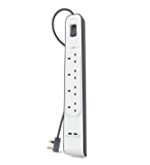Belkin E-Series 6 Way/ 6 Plug SurgeStrip Surge Protected Extension Lead - 1 m Cable, White
